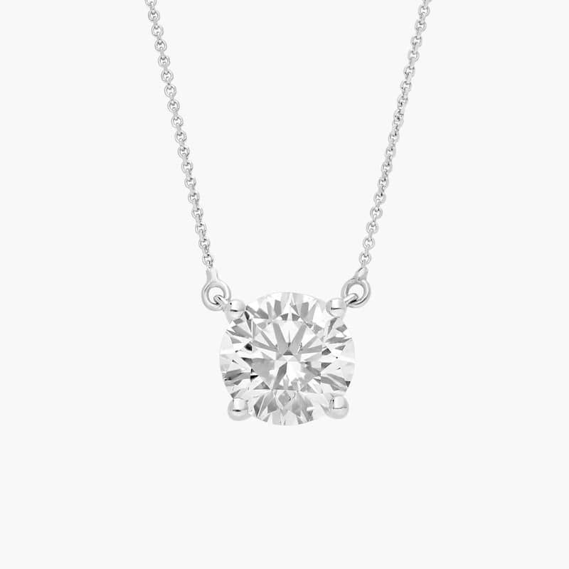Diamond Pendant Necklace with 2 CTW Round Cut Lab-Grown Diamonds in 14K White Gold