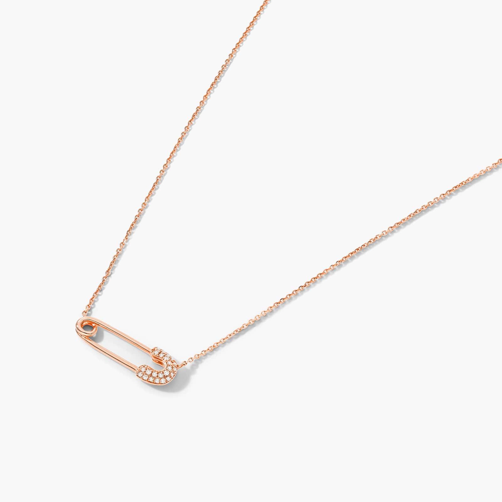 Diamond Pin Necklace In 14K Rose Gold