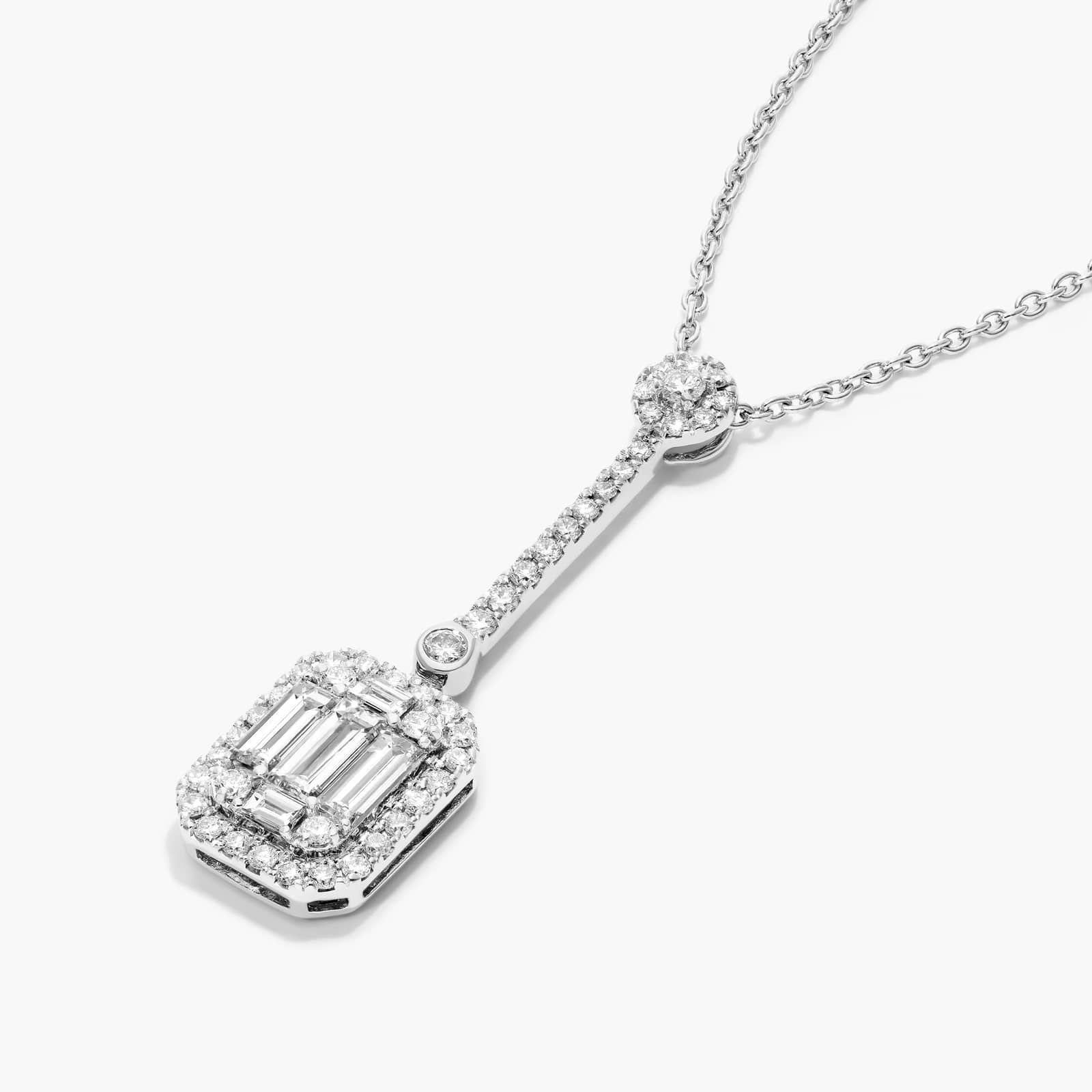 Art Deco Composite Drop Pendant Necklace In 14K White Gold