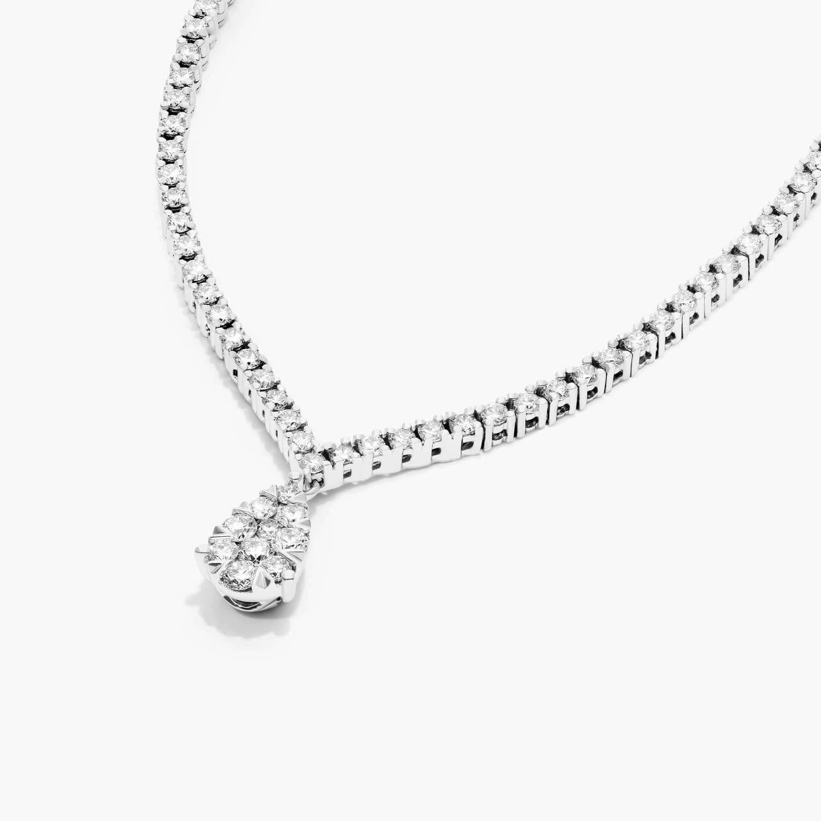 Cascade Diamond Tennis Necklace In 14K White Gold