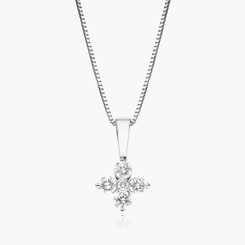 Blossom Lab-Grown Diamond Pendant In 14K White Gold