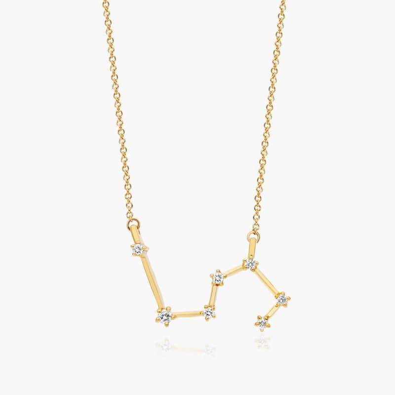 Lab-Grown Diamond Leo Constellation Necklace In 14K Yellow Gold