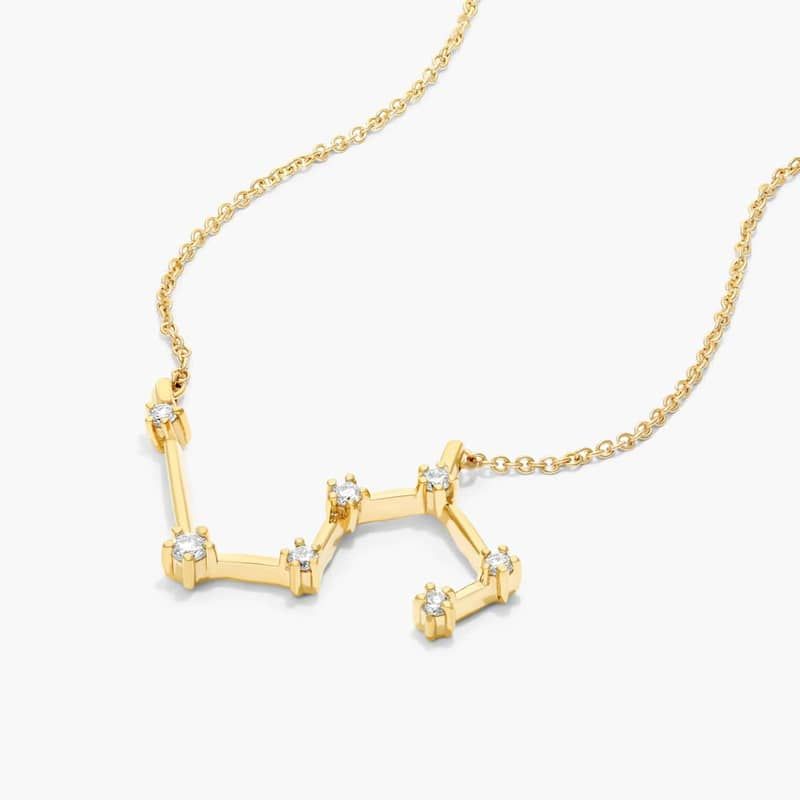 Lab-Grown Diamond Leo Constellation Necklace In 14K Yellow Gold
