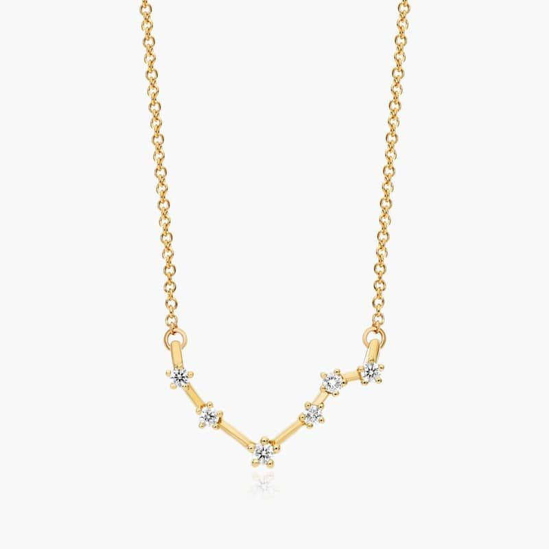 Lab-Grown Diamond Libra Constellation Necklace In 14K Yellow Gold
