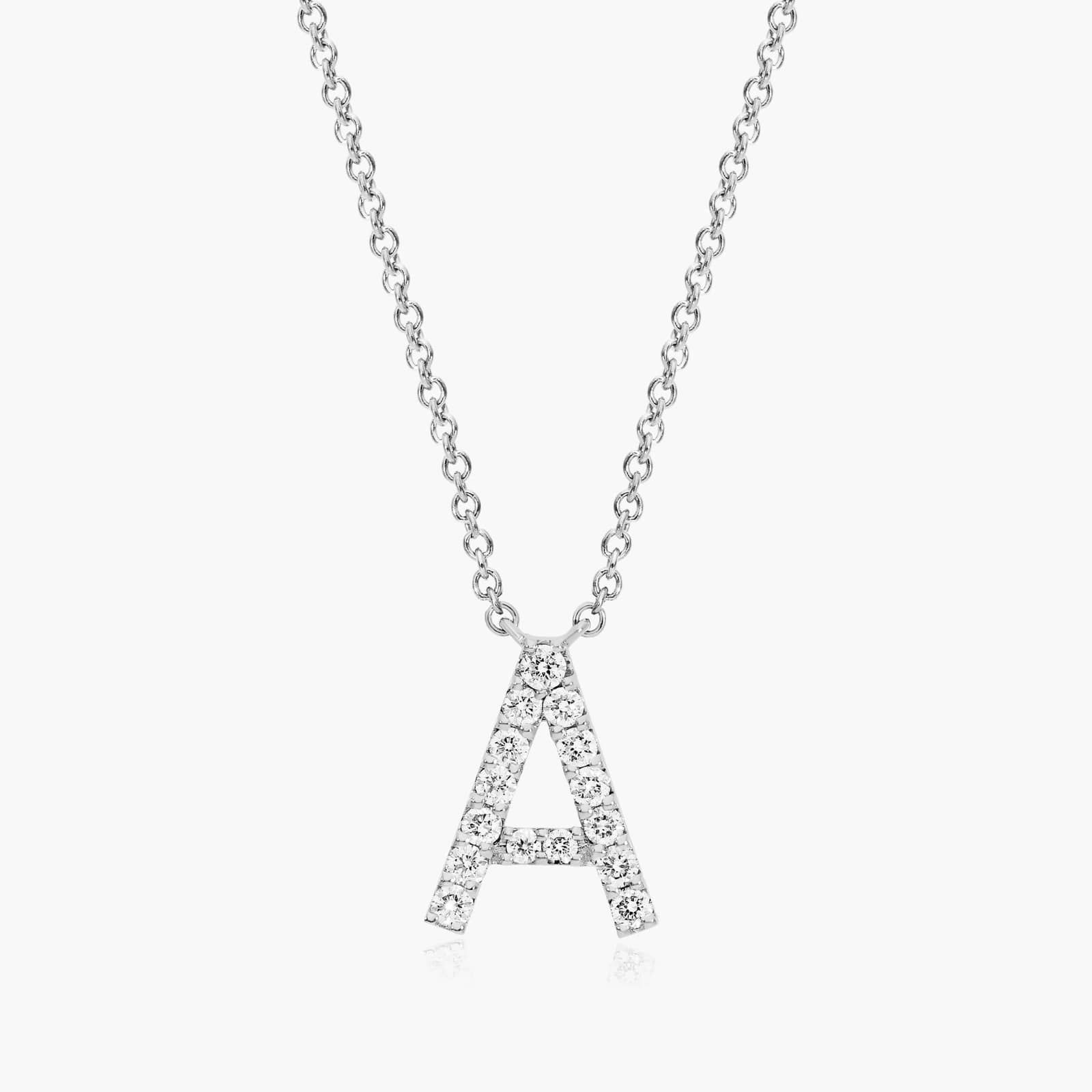 A Initial Lab-Grown Diamond Necklace In 14K White Gold