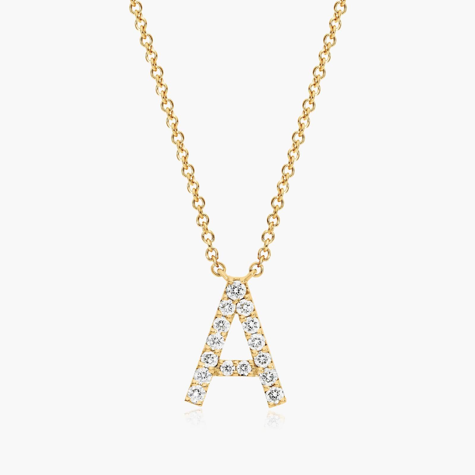 A Initial Lab-Grown Diamond Necklace In 14K Yellow Gold