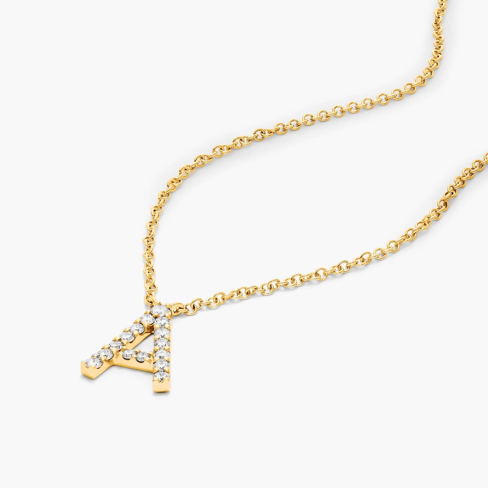 A Initial Lab-Grown Diamond Necklace In 14K Yellow Gold