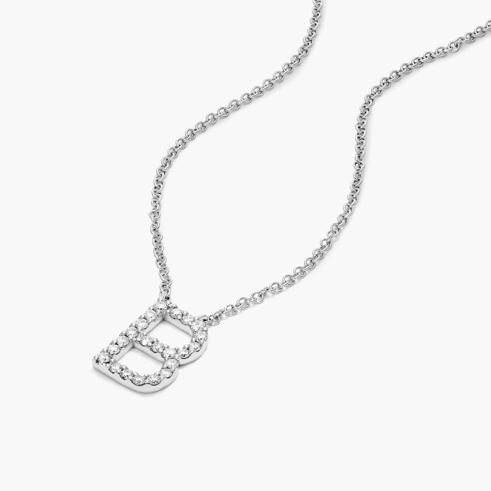 B Initial Lab-Grown Diamond Necklace In 14K White Gold