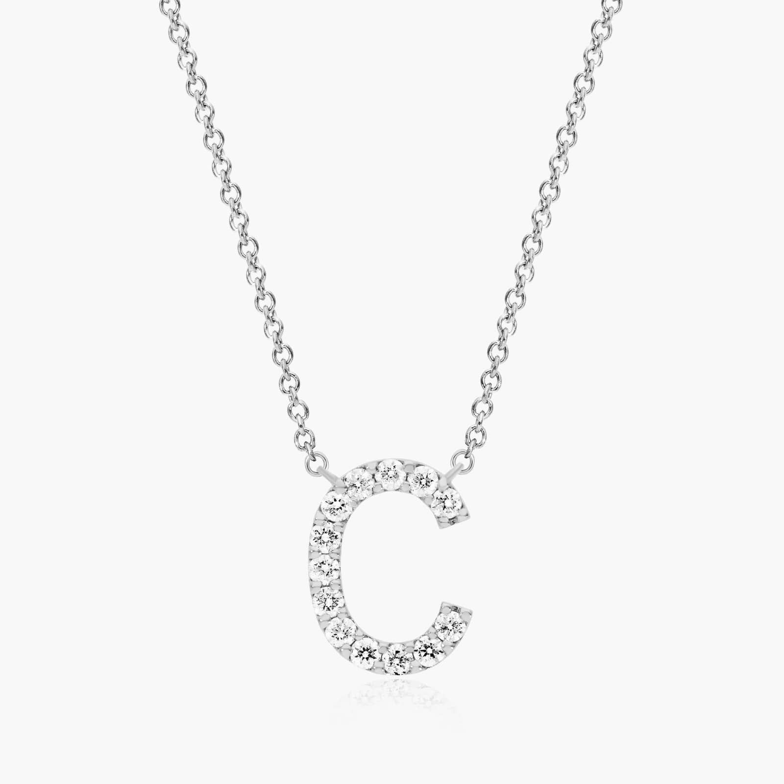 C Initial Lab-Grown Diamond Necklace In 14K White Gold