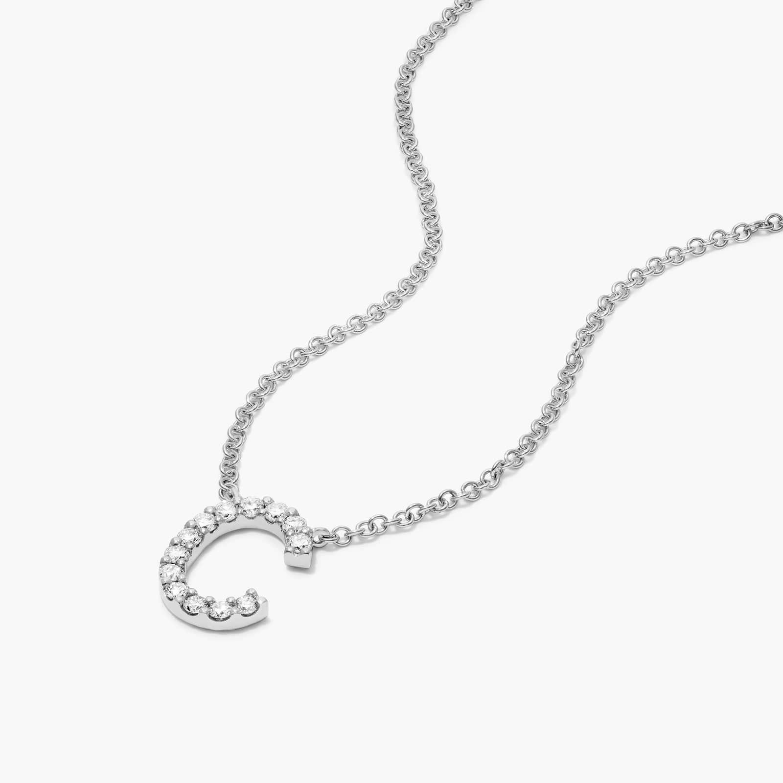 C Initial Lab-Grown Diamond Necklace In 14K White Gold