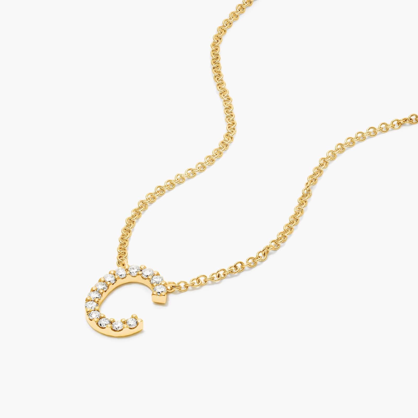 C Initial Lab-Grown Diamond Necklace In 14K Yellow Gold