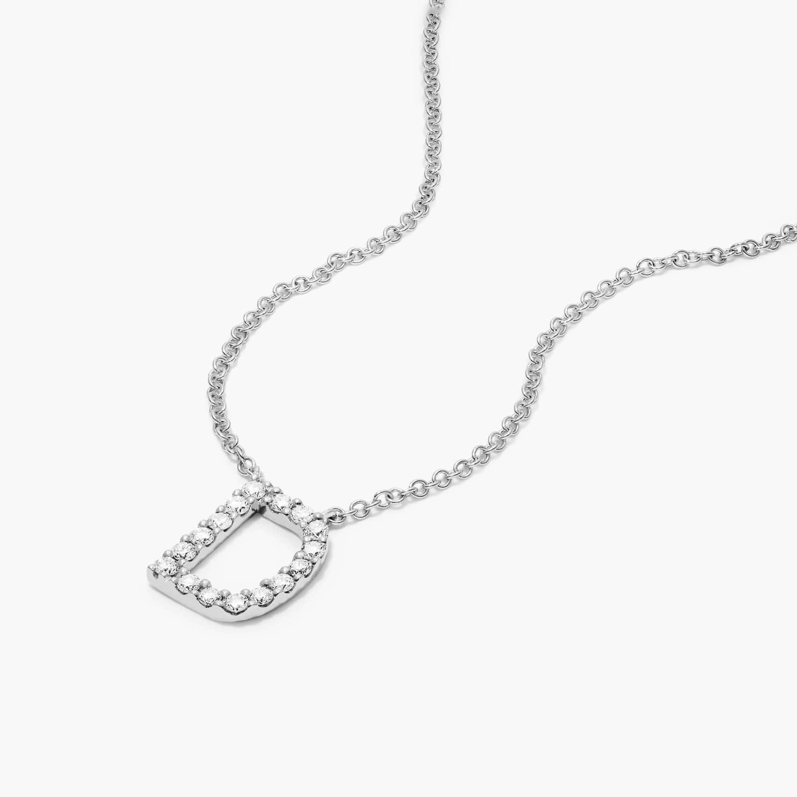 D Initial Lab-Grown Diamond Necklace In 14K White Gold