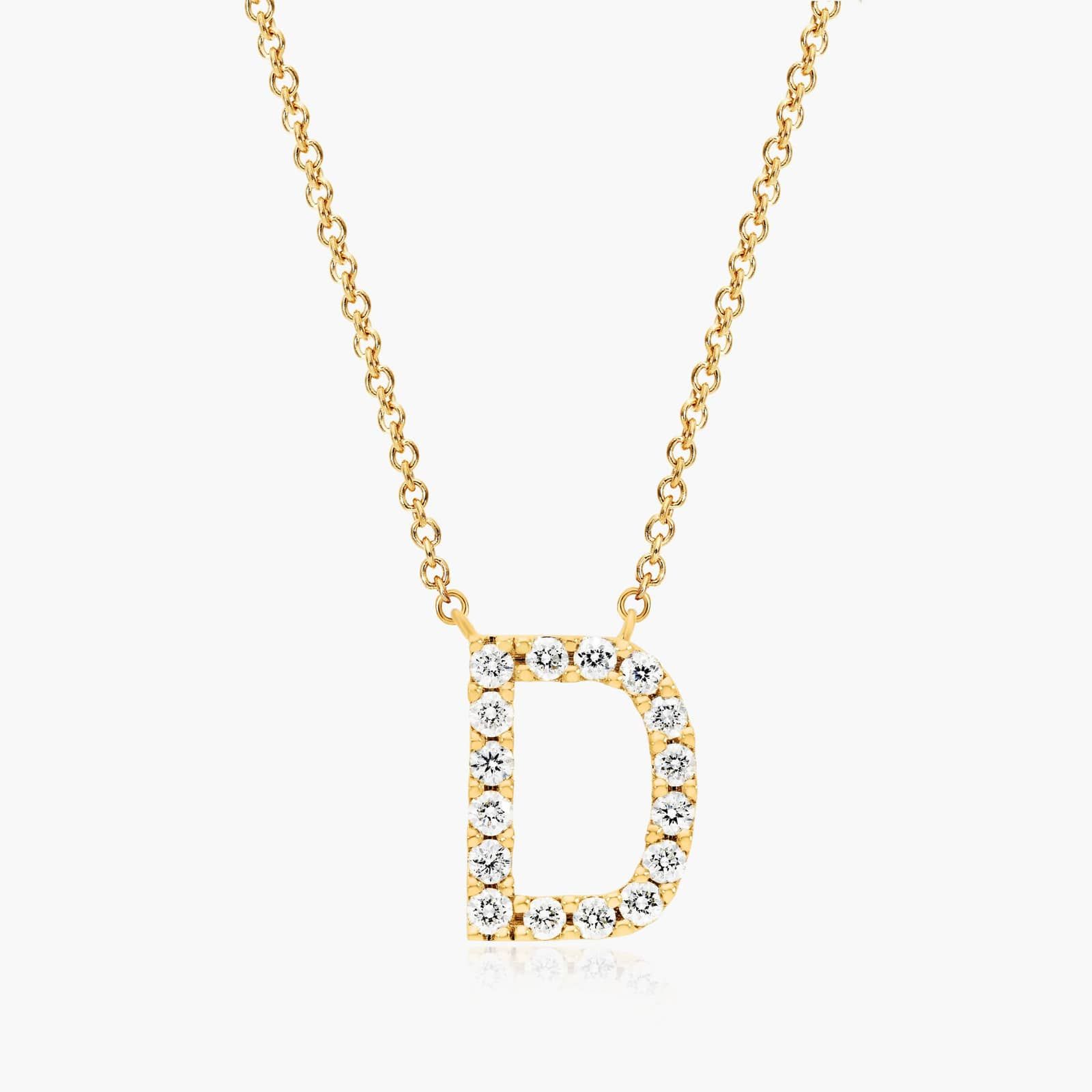 D Initial Lab-Grown Diamond Necklace In 14K Yellow Gold