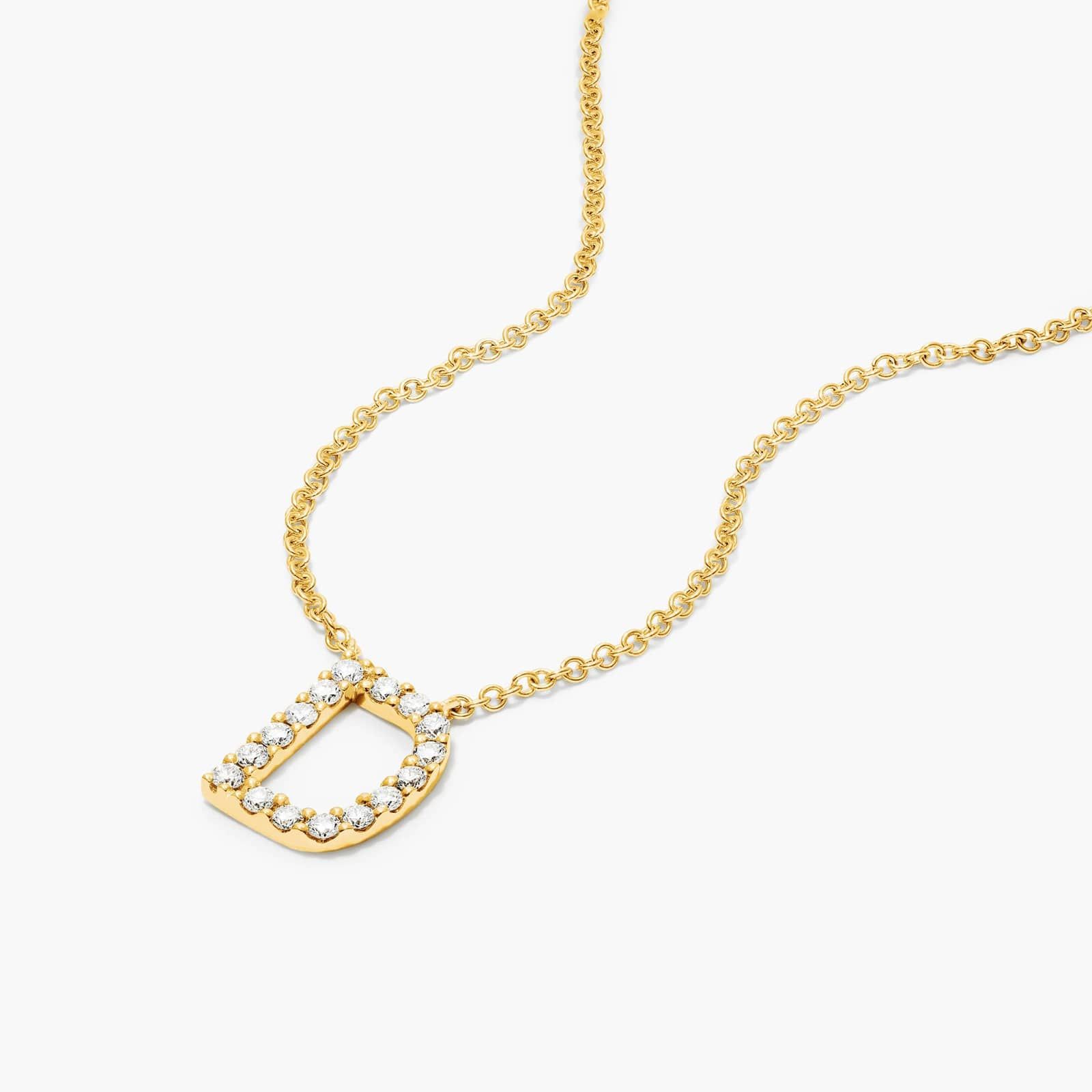 D Initial Lab-Grown Diamond Necklace In 14K Yellow Gold