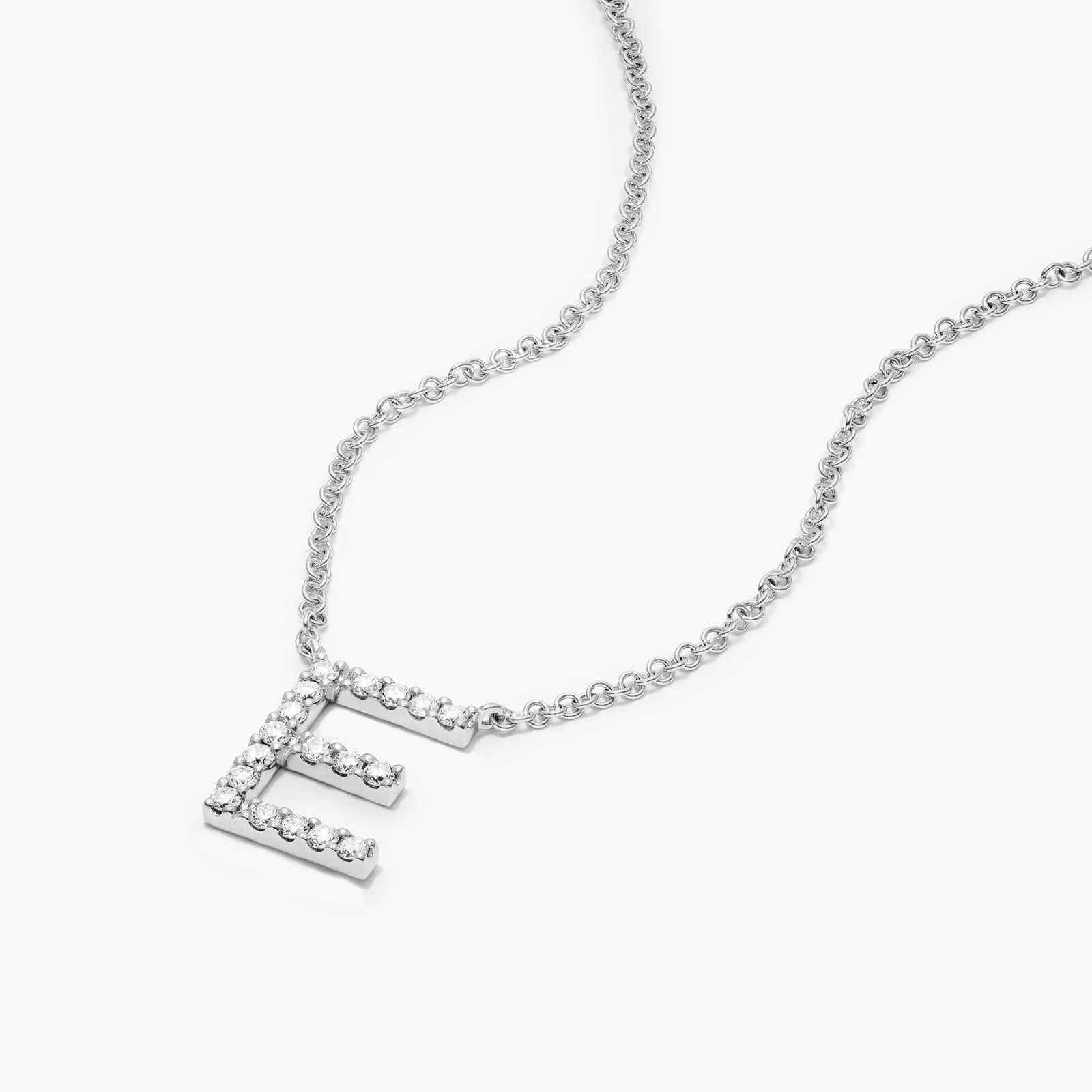 E Initial Lab-Grown Diamond Necklace In 14K White Gold