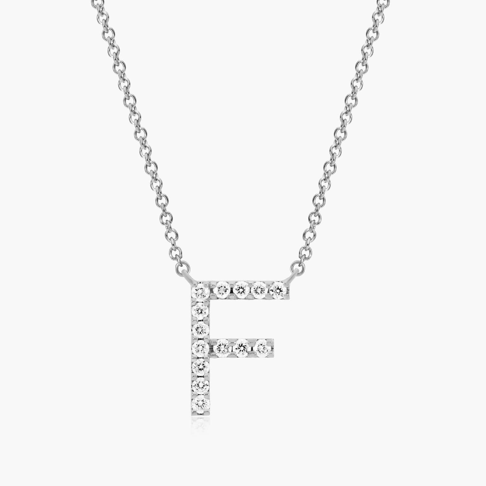F Initial Lab-Grown Diamond Necklace In 14K White Gold