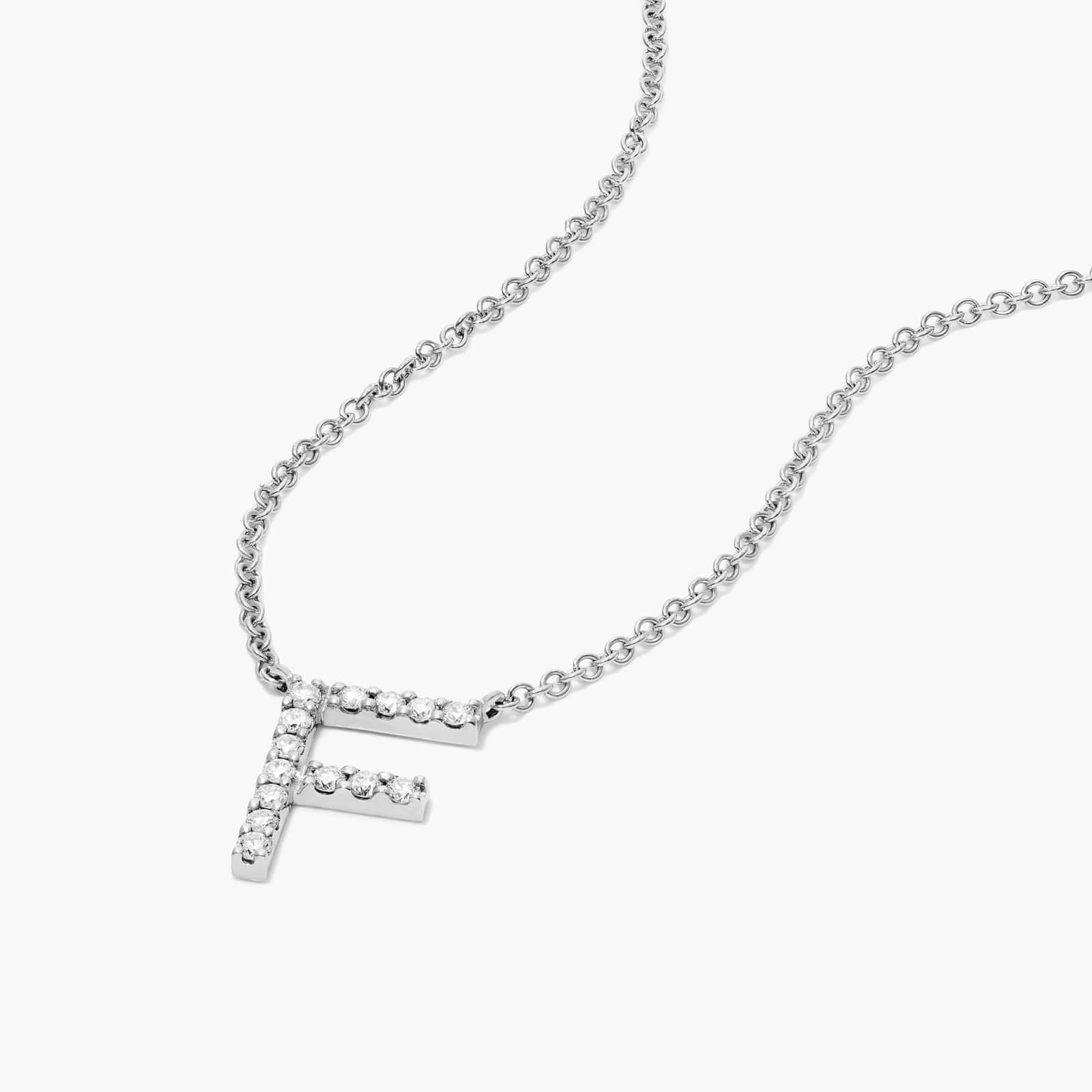 F Initial Lab-Grown Diamond Necklace In 14K White Gold