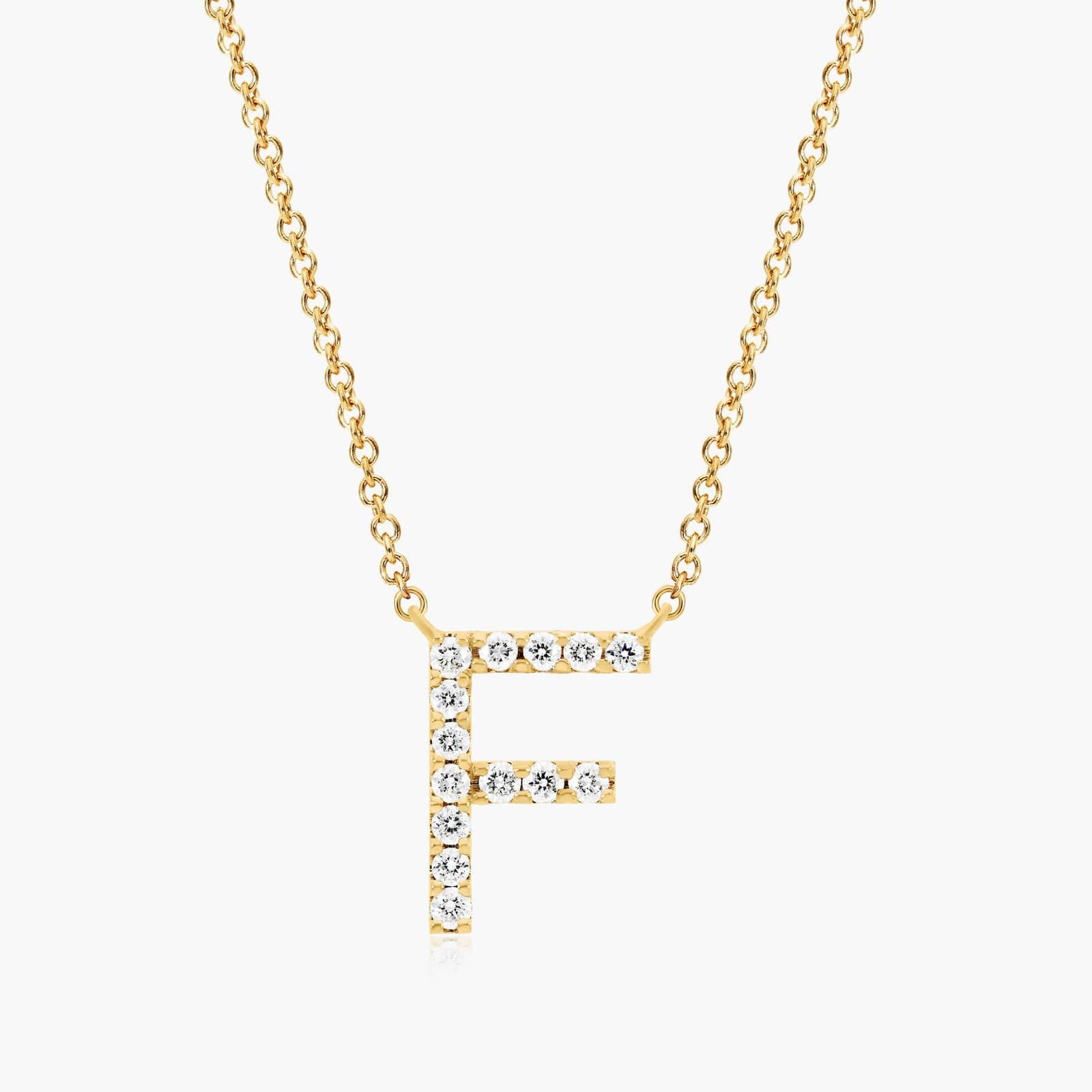 F Initial Lab-Grown Diamond Necklace In 14K Yellow Gold