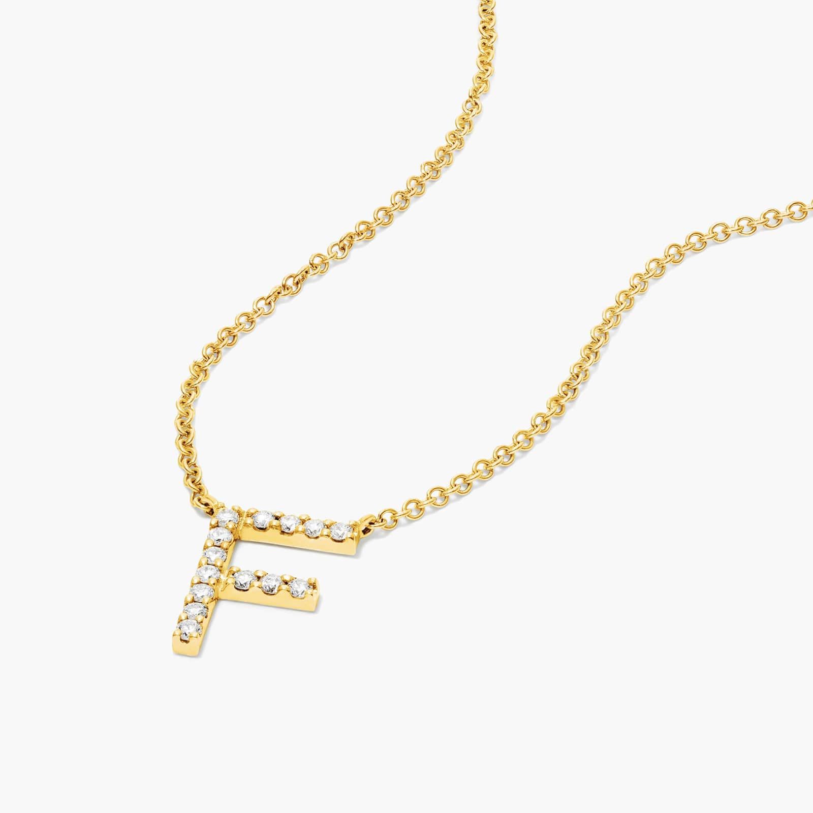 F Initial Lab-Grown Diamond Necklace In 14K Yellow Gold