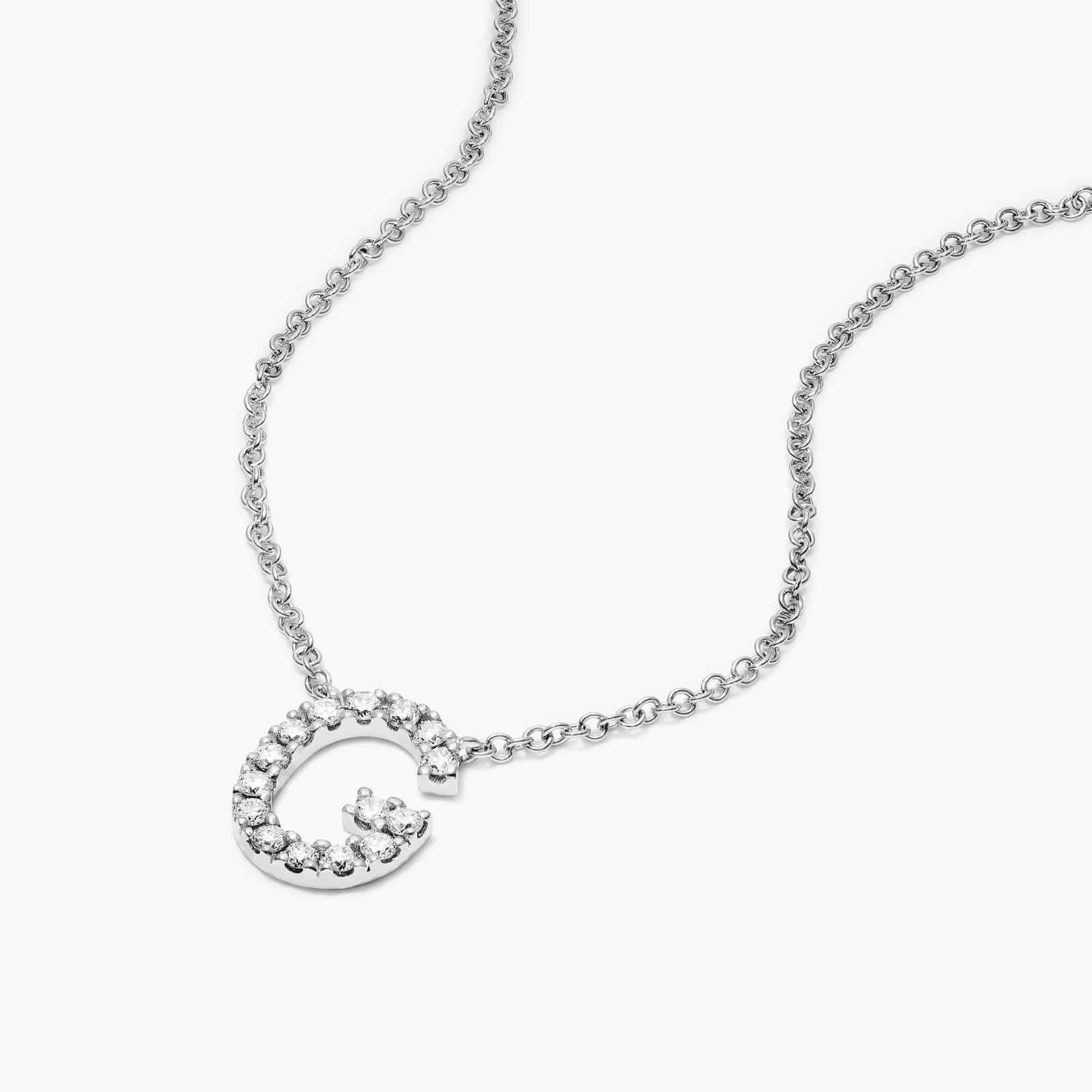 G Initial Lab-Grown Diamond Necklace In 14K White Gold