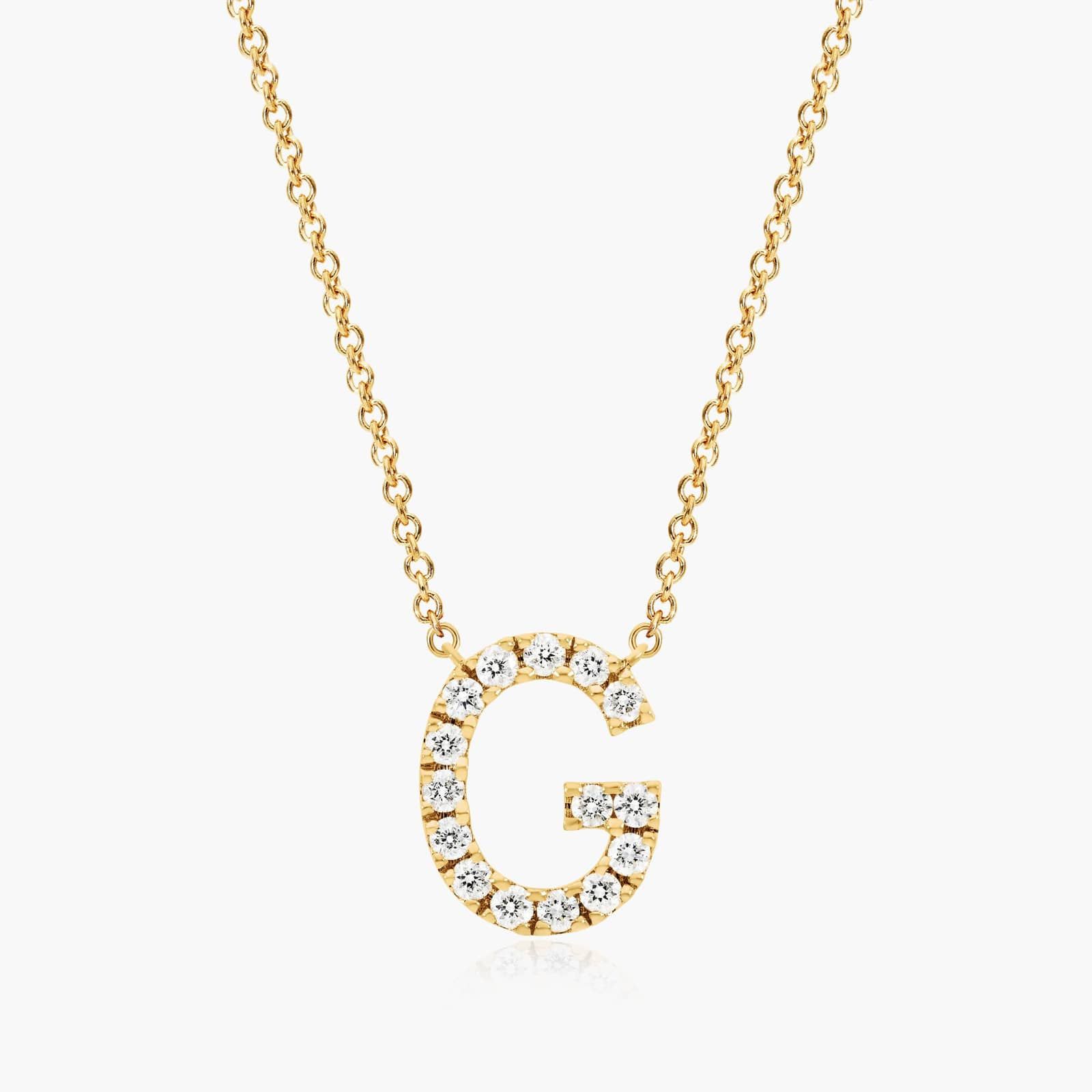 G Initial Lab-Grown Diamond Necklace In 14K Yellow Gold