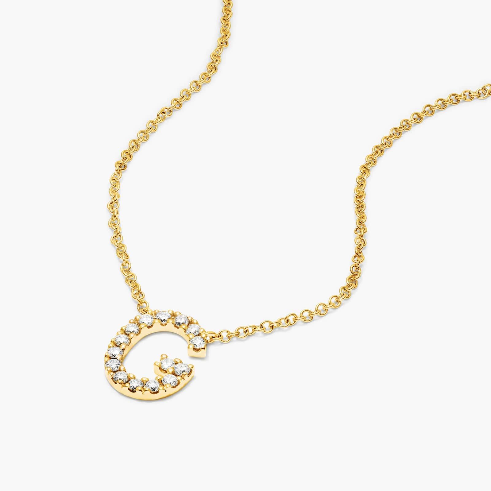 G Initial Lab-Grown Diamond Necklace In 14K Yellow Gold