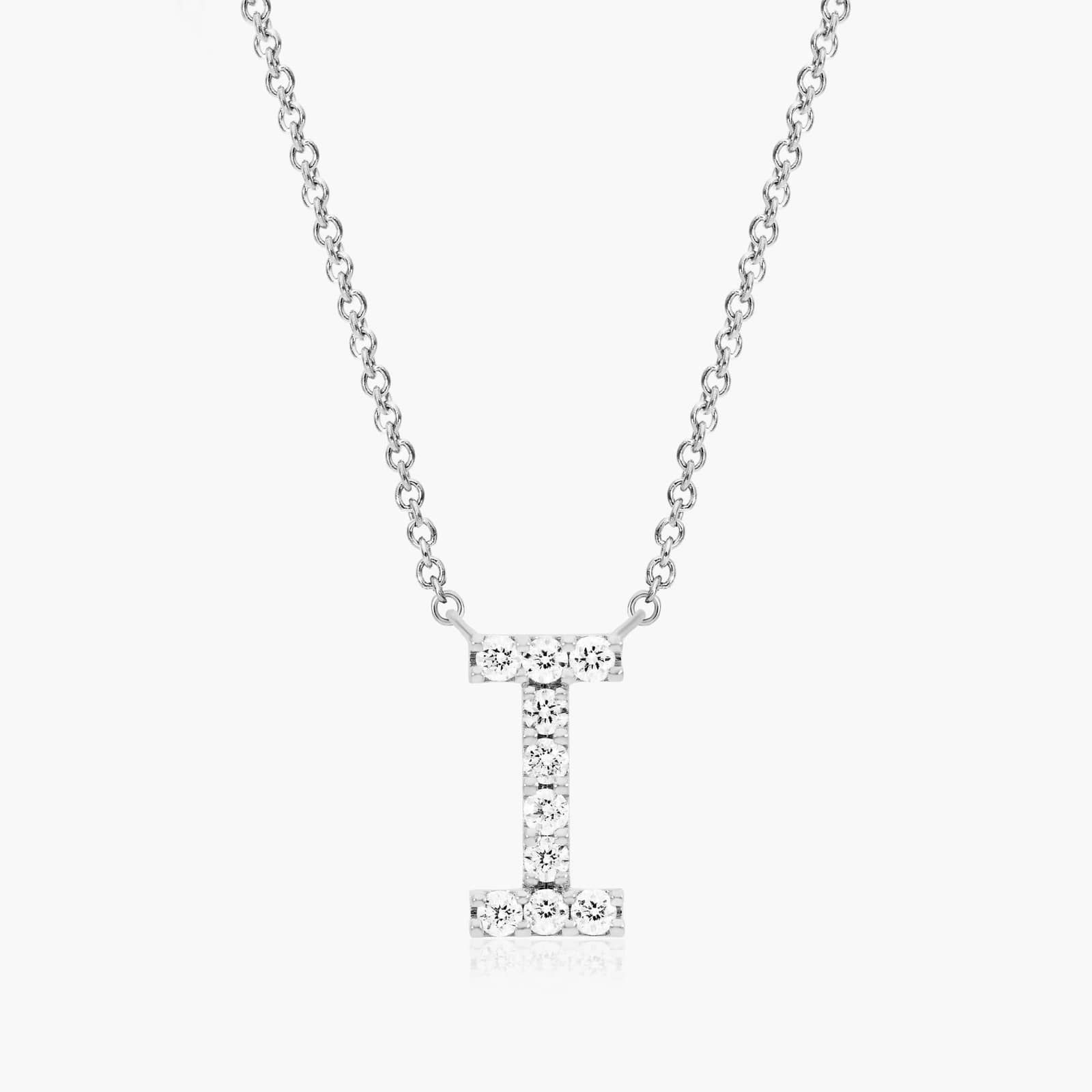 I Initial Lab-Grown Diamond Necklace In 14K White Gold