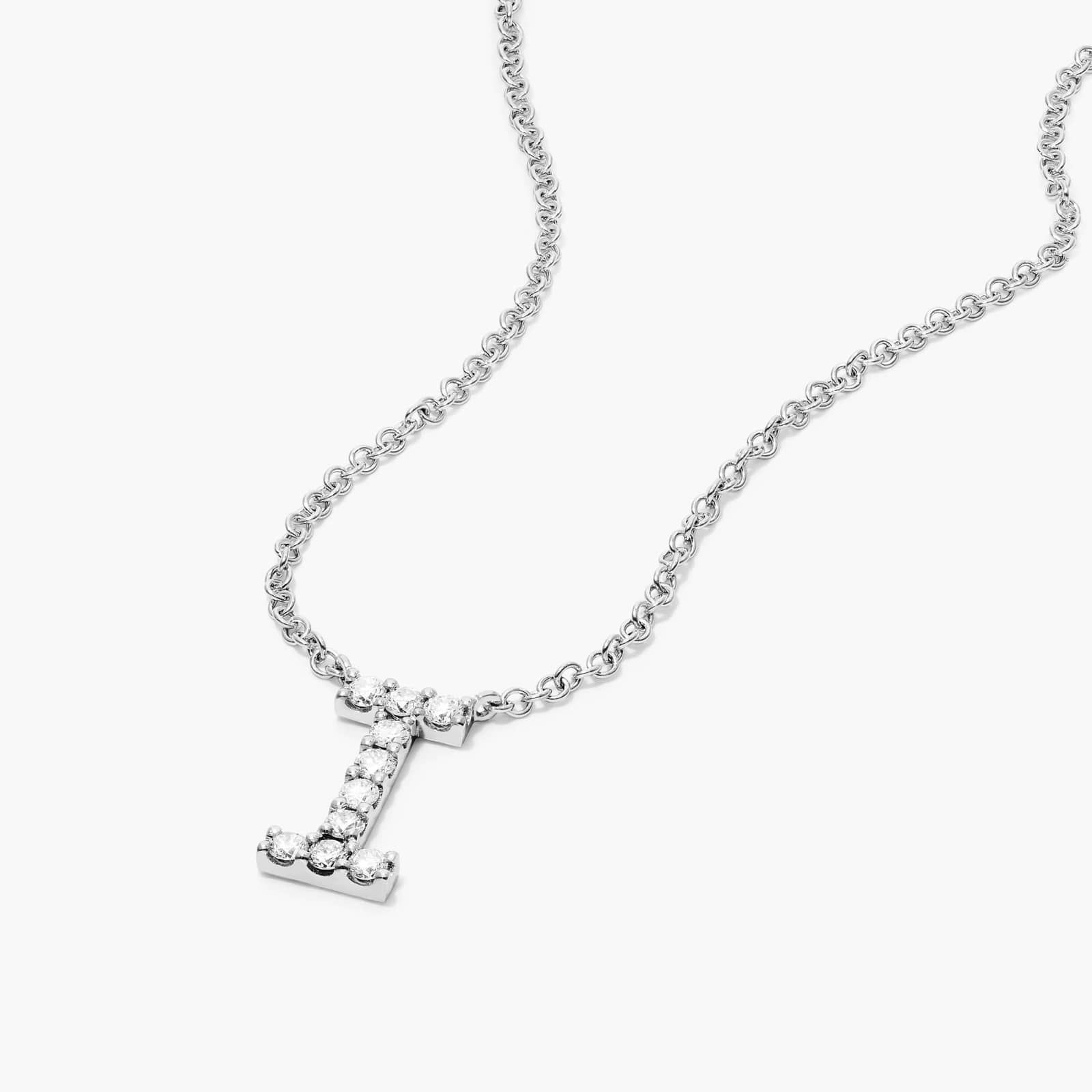 I Initial Lab-Grown Diamond Necklace In 14K White Gold
