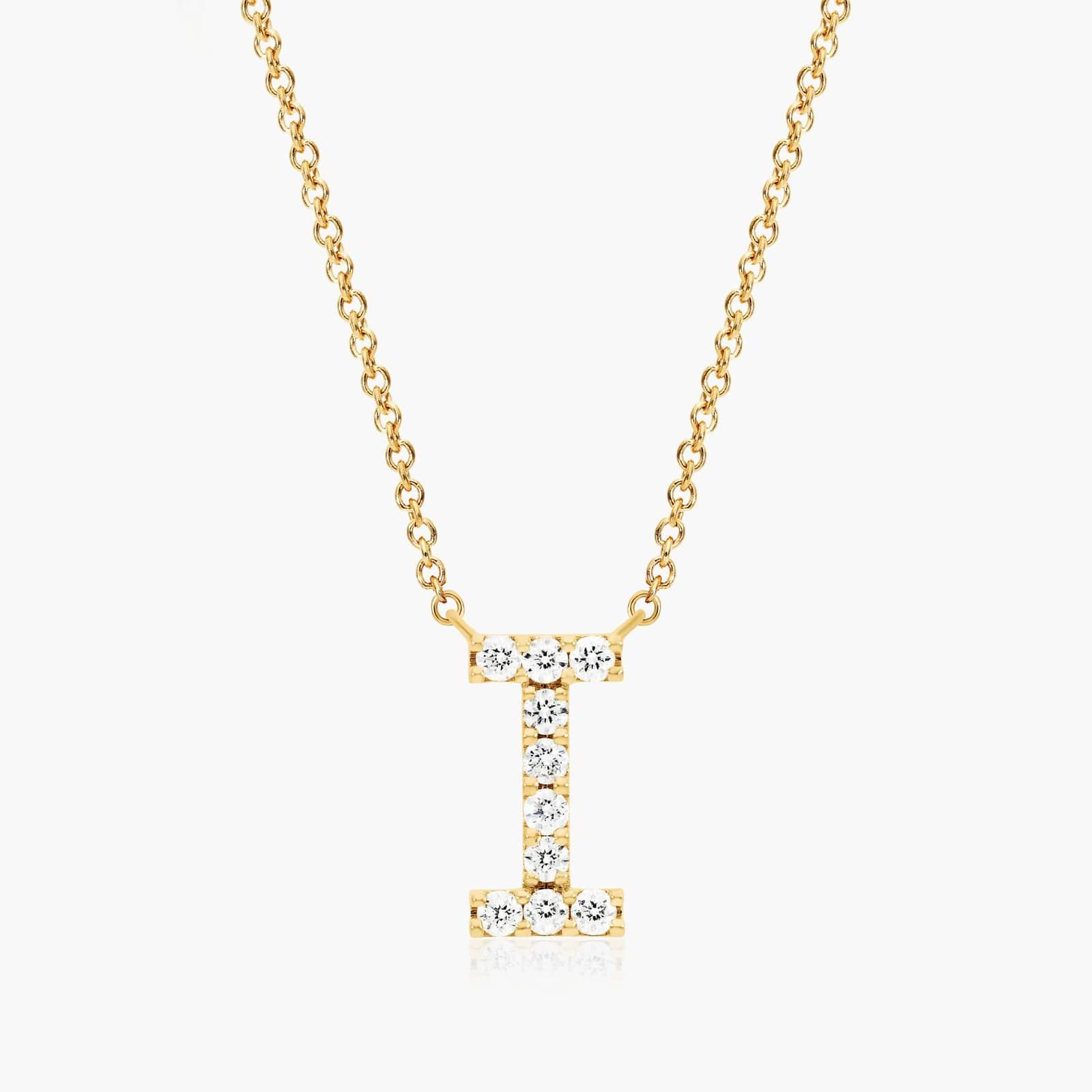 I Initial Lab-Grown Diamond Necklace In 14K Yellow Gold