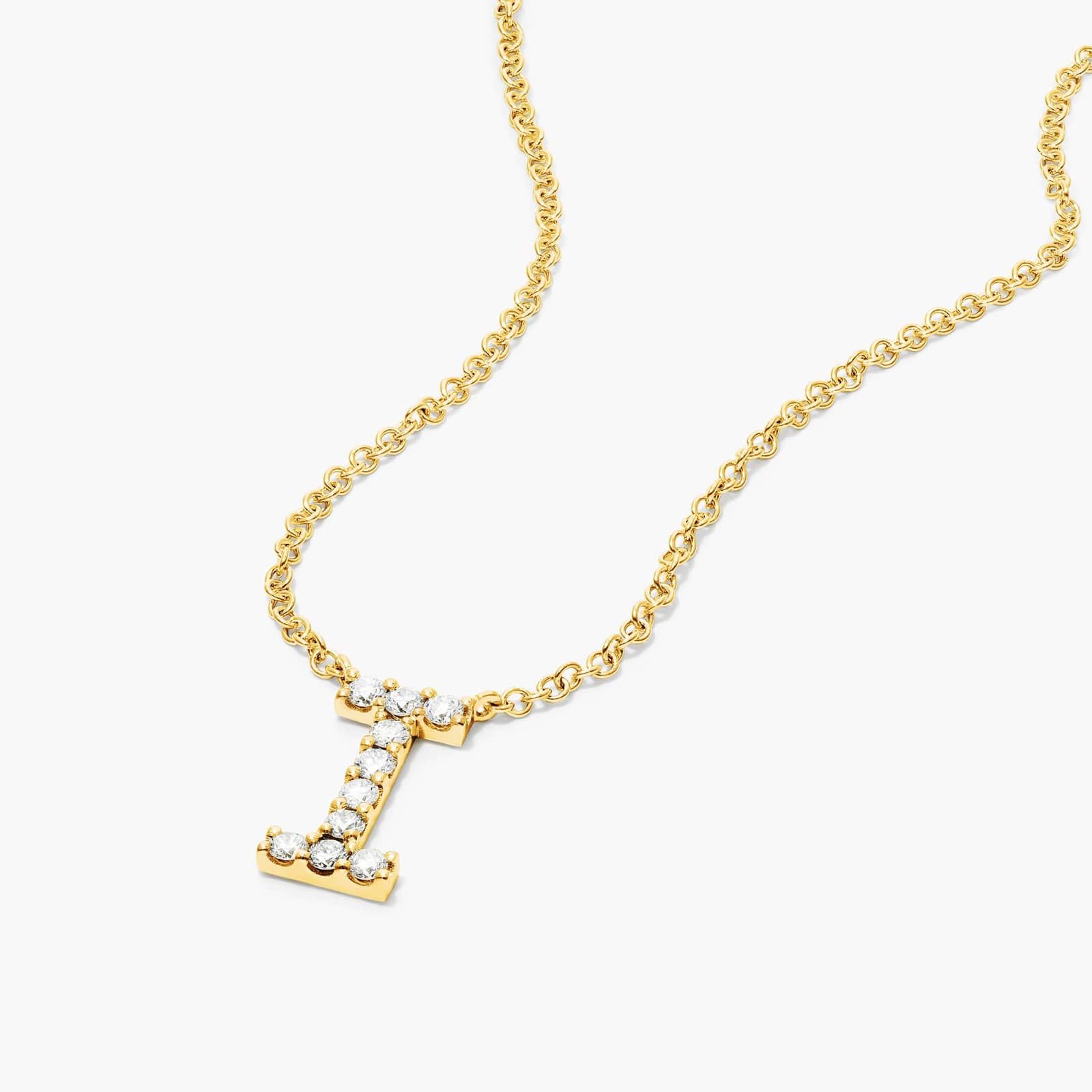 I Initial Lab-Grown Diamond Necklace In 14K Yellow Gold