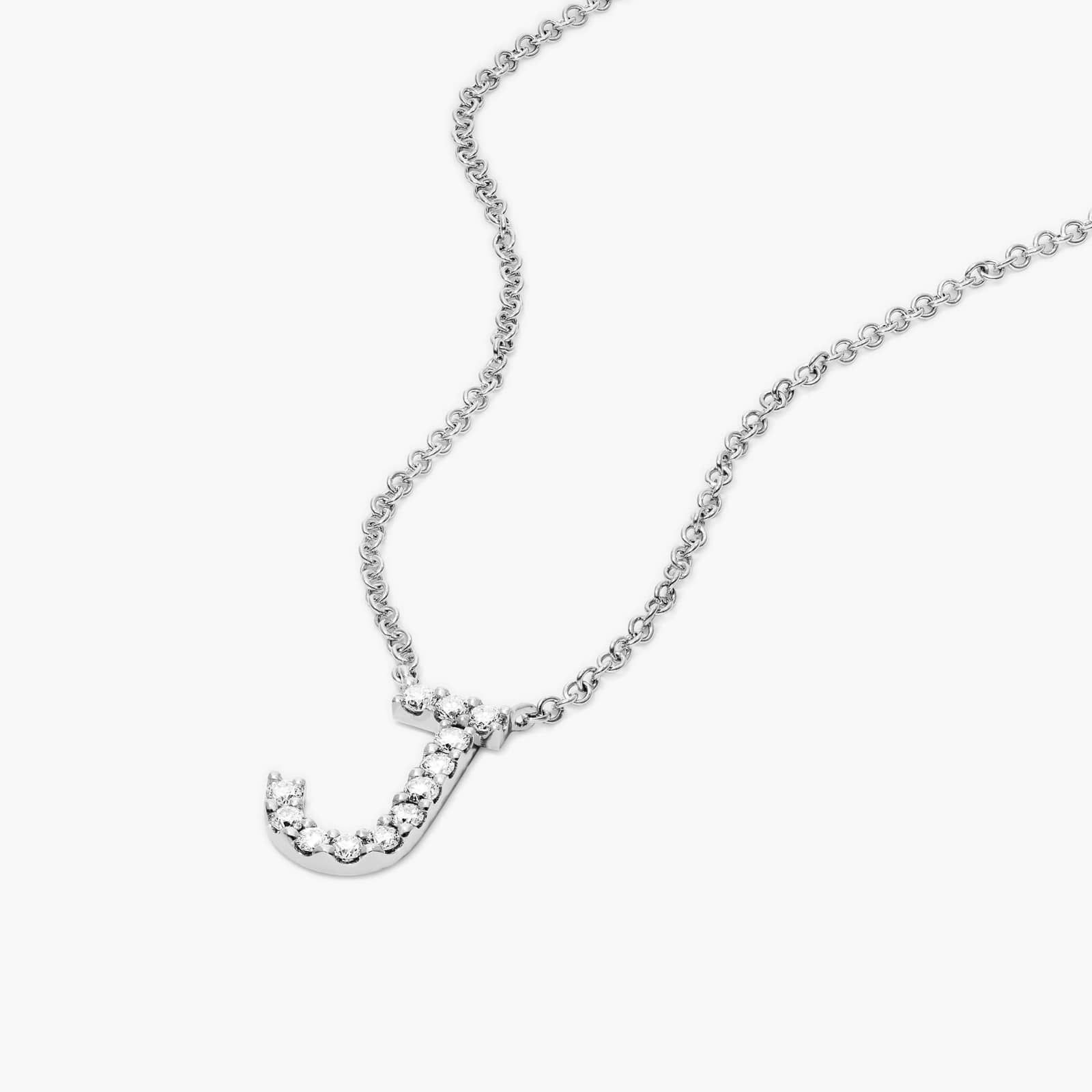 J Initial Lab-Grown Diamond Necklace In 14K White Gold