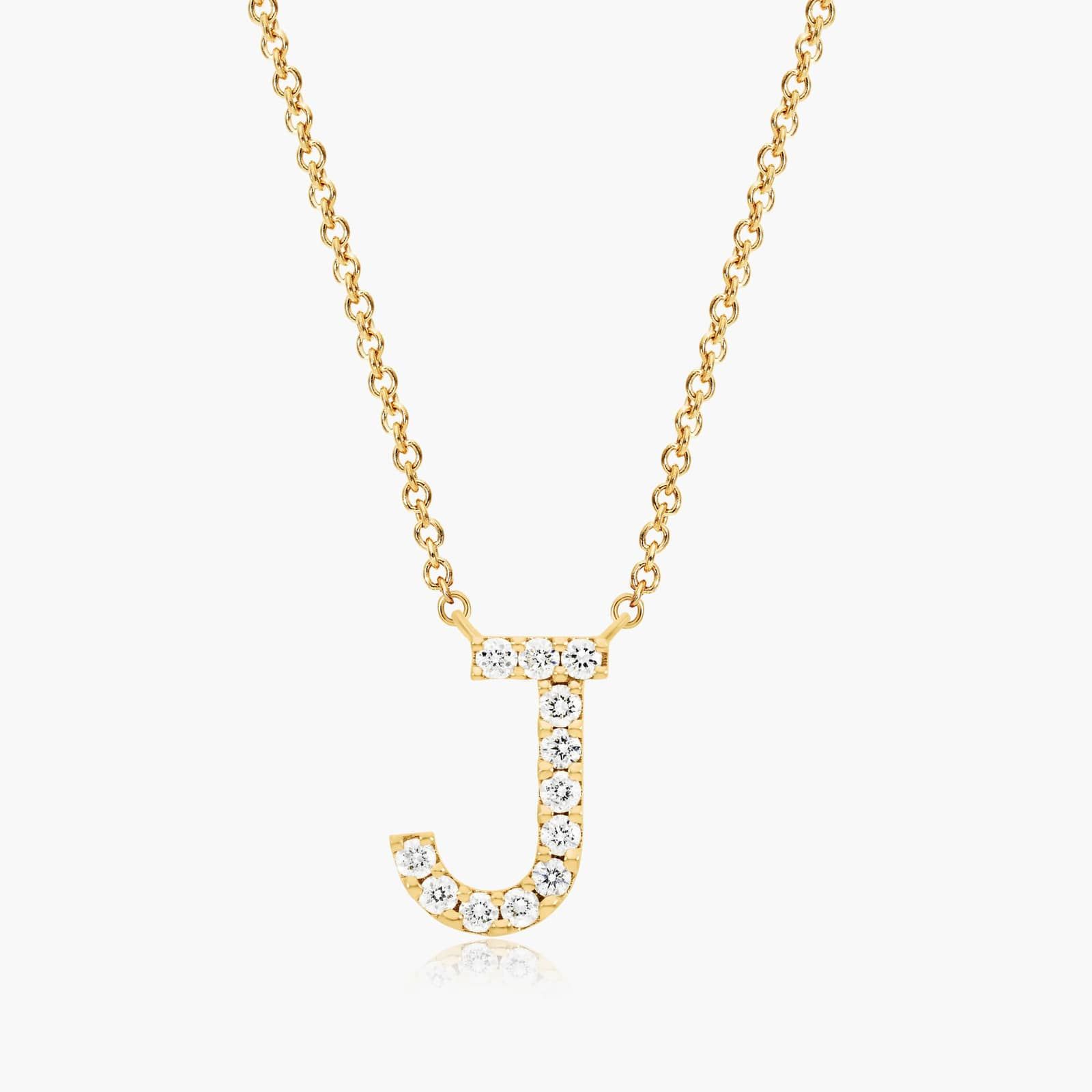 J Initial Lab-Grown Diamond Necklace In 14K Yellow Gold