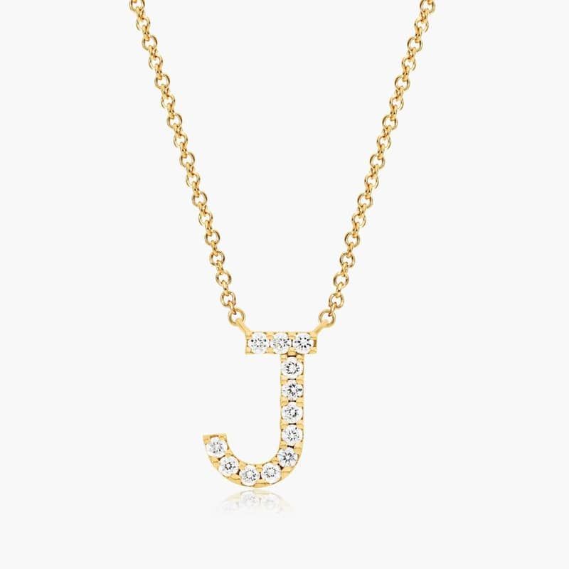 J Initial Lab-Grown Diamond Necklace In 14K Yellow Gold