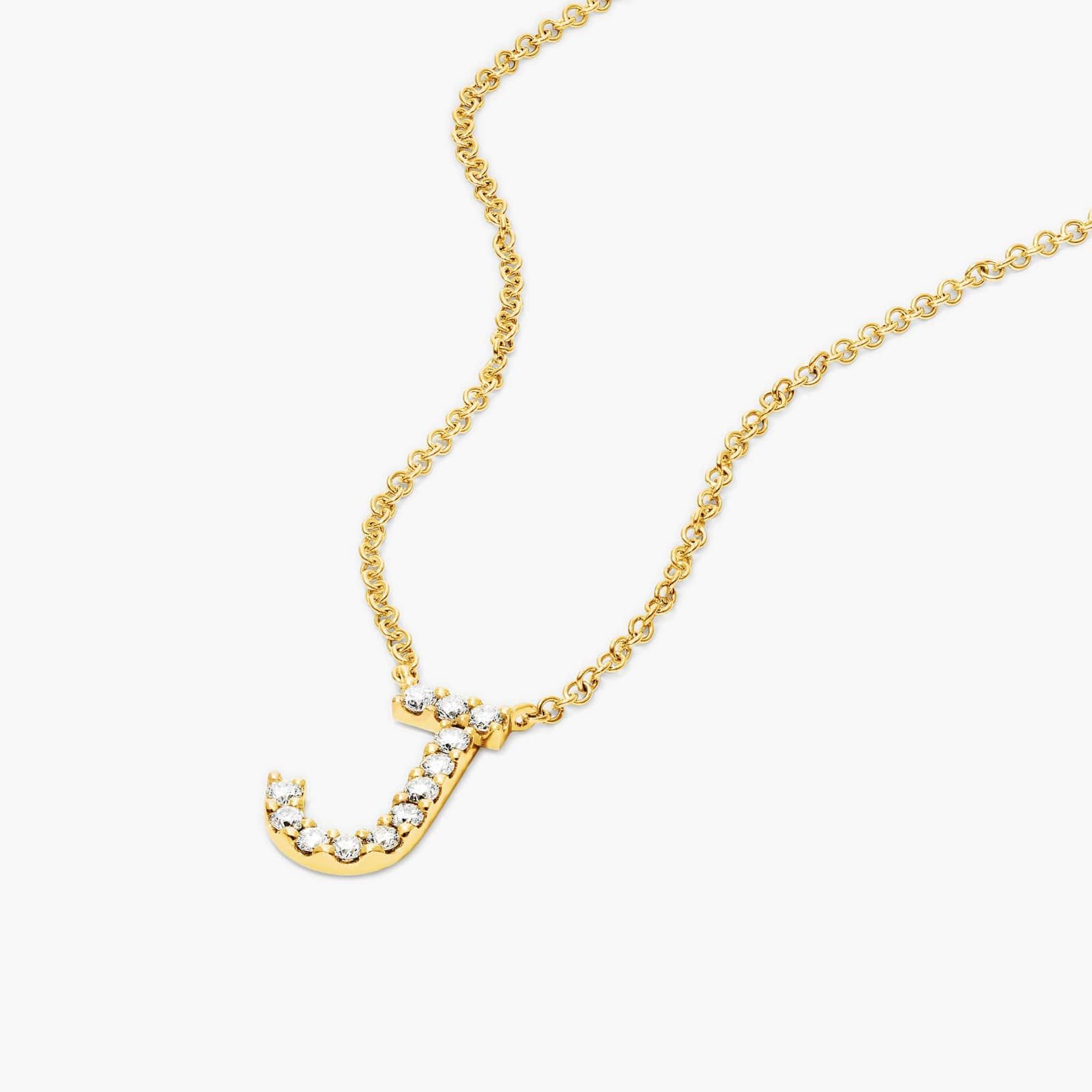 J Initial Lab-Grown Diamond Necklace In 14K Yellow Gold