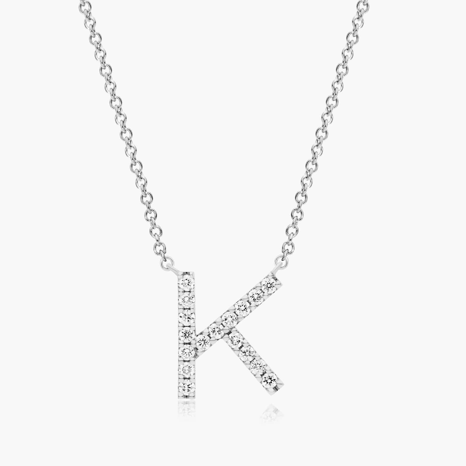 K Initial Lab-Grown Diamond Necklace In 14K White Gold