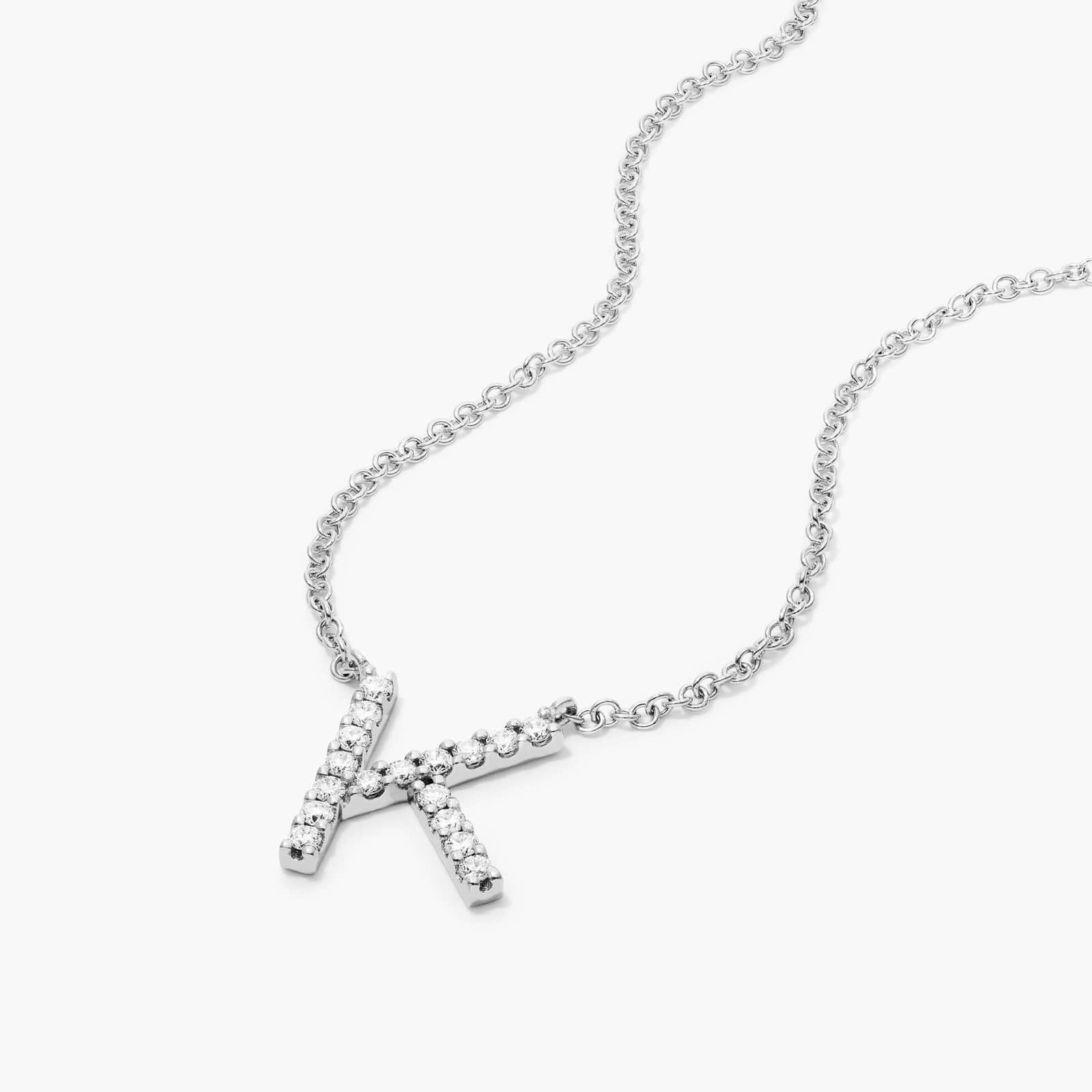 K Initial Lab-Grown Diamond Necklace In 14K White Gold