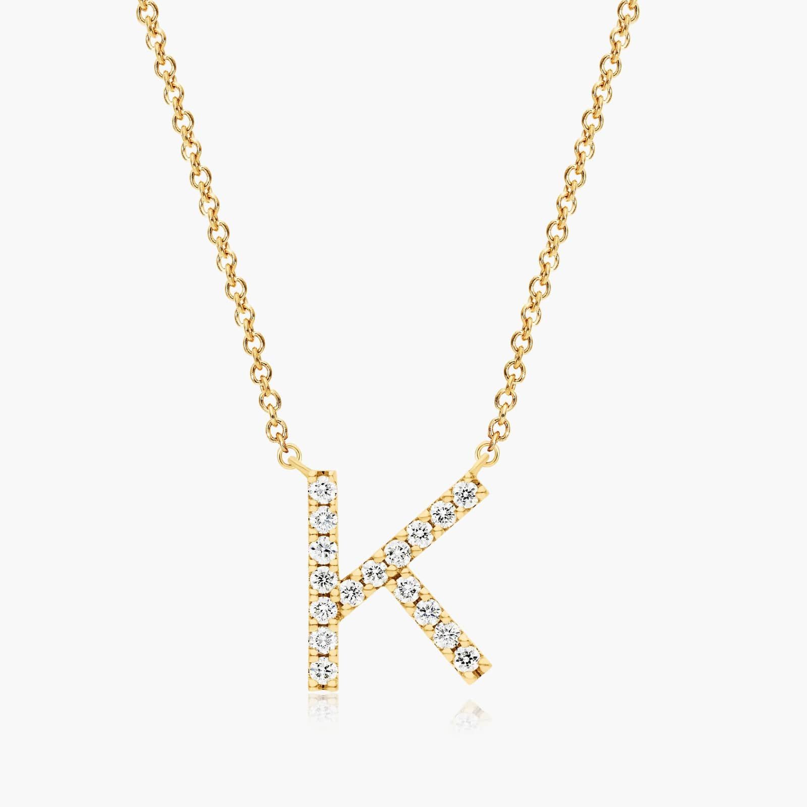 K Initial Lab-Grown Diamond Necklace In 14K Yellow Gold