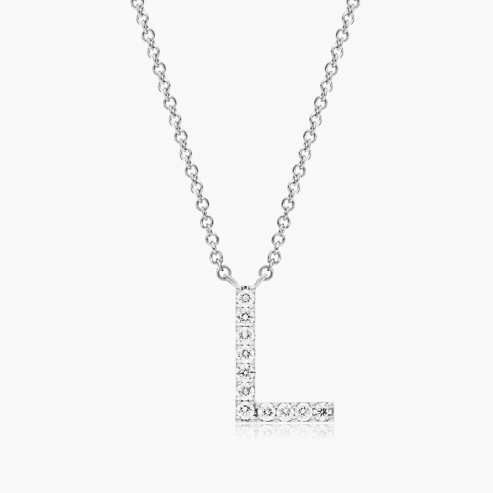 L Initial Lab-Grown Diamond Necklace In 14K White Gold