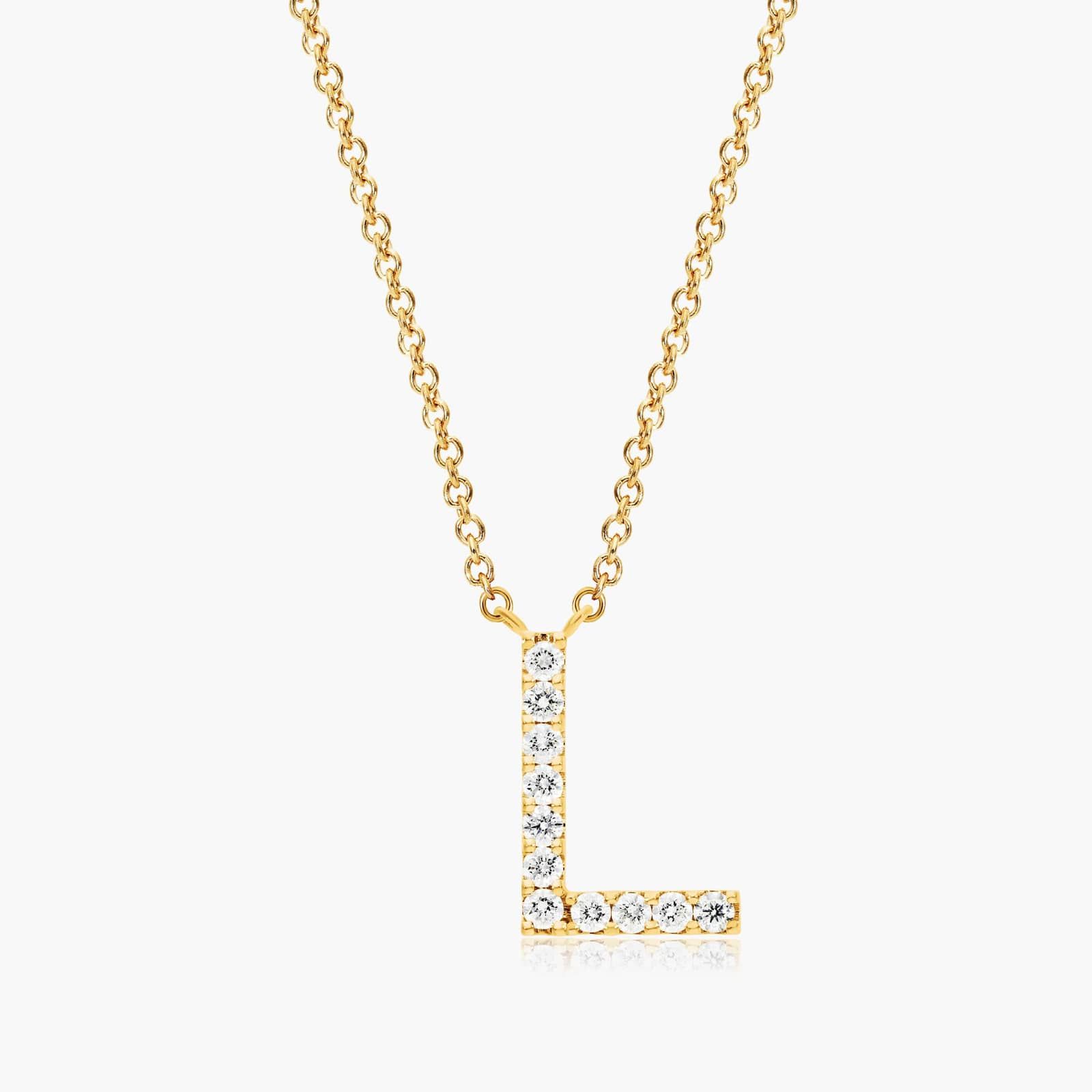 L Initial Lab-Grown Diamond Necklace In 14K Yellow Gold