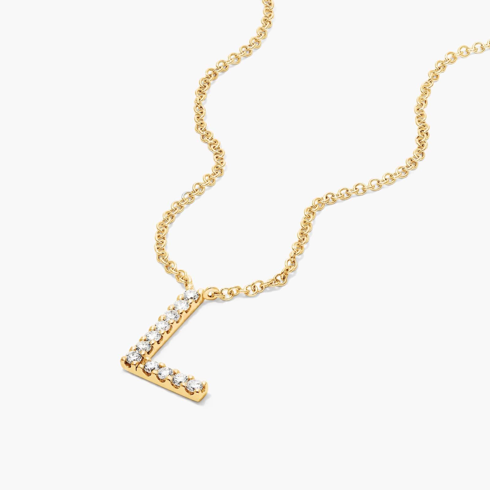 L Initial Lab-Grown Diamond Necklace In 14K Yellow Gold
