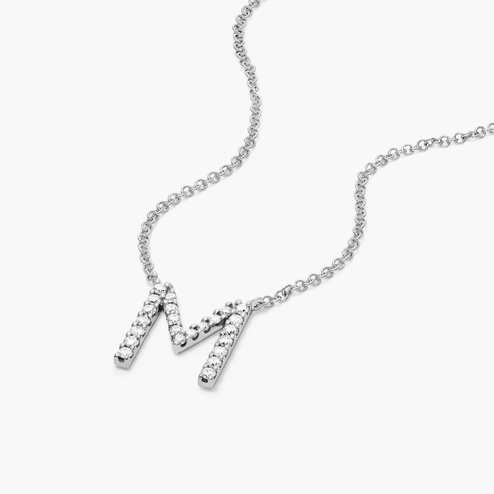 M Initial Lab-Grown Diamond Necklace In 14K White Gold