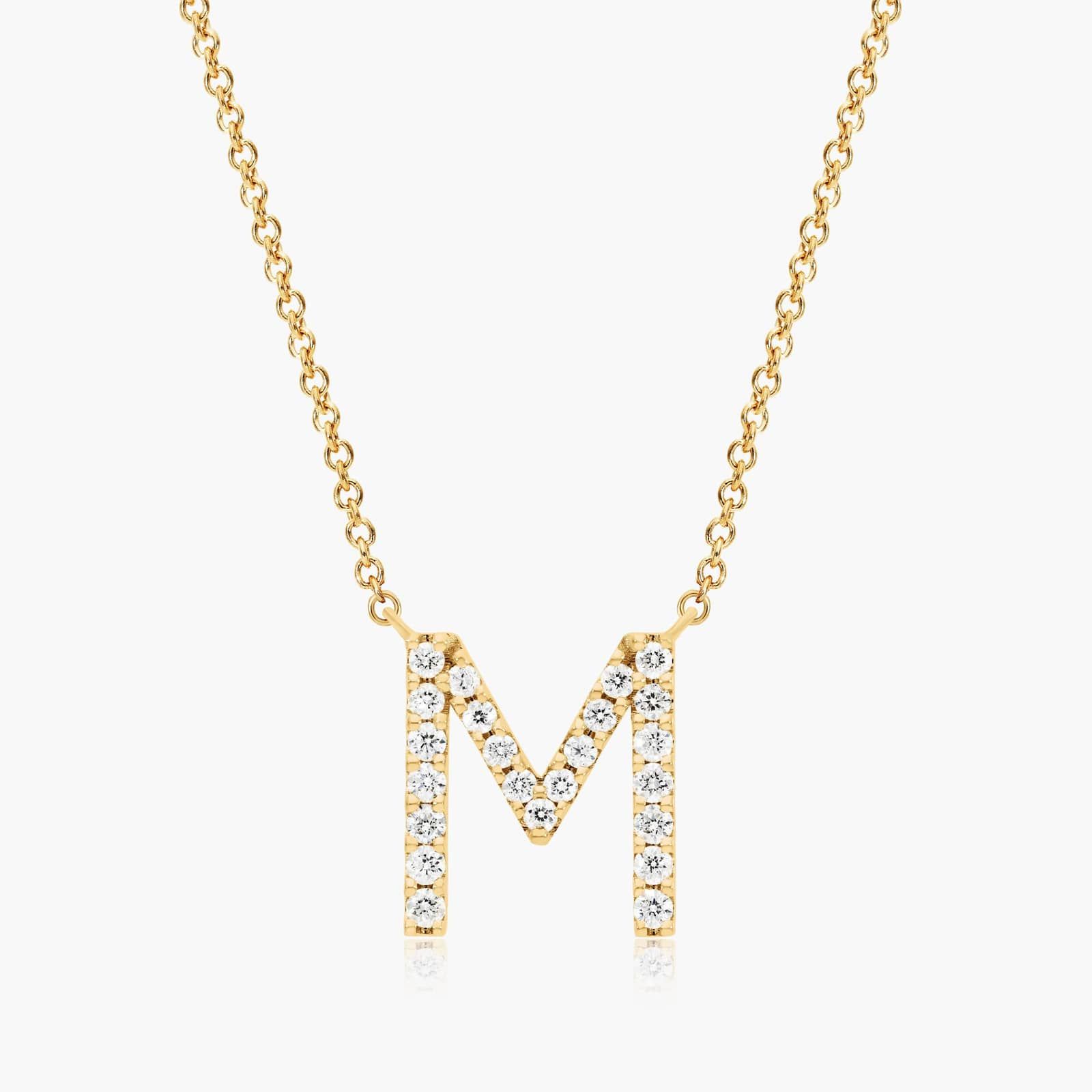M Initial Lab-Grown Diamond Necklace In 14K Yellow Gold
