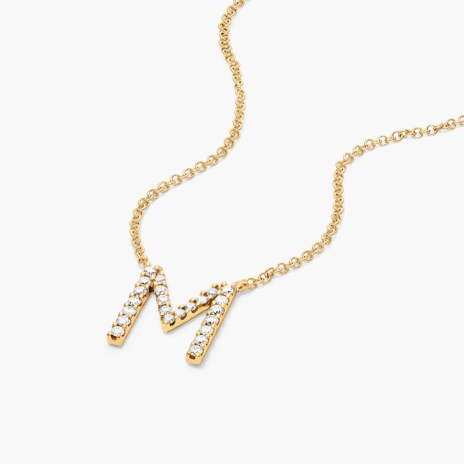 M Initial Lab-Grown Diamond Necklace In 14K Yellow Gold