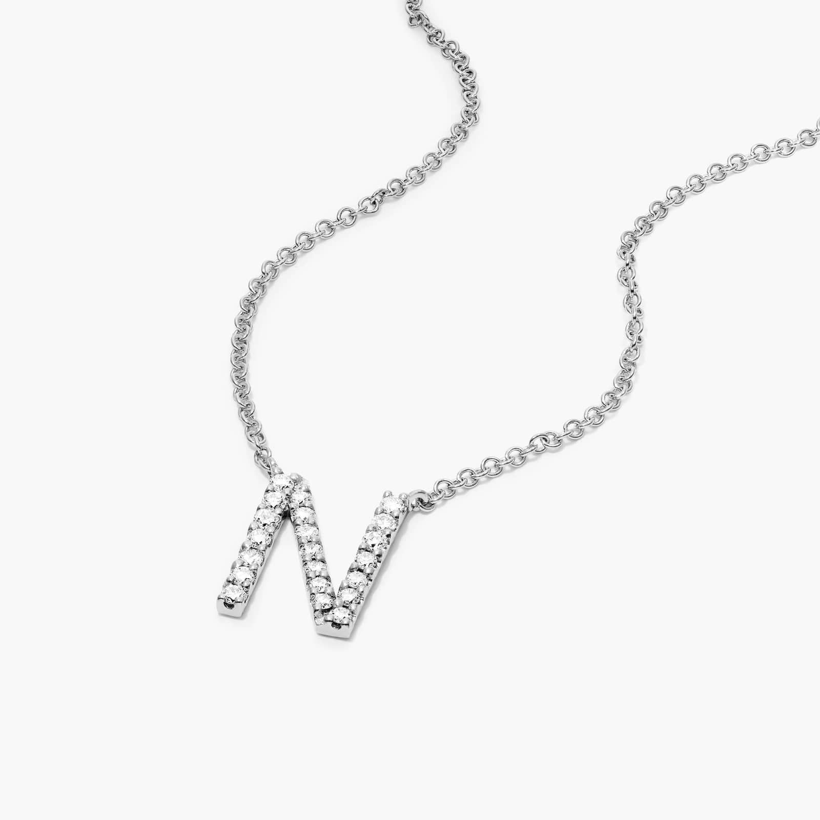 N Initial Lab-Grown Diamond Necklace In 14K White Gold
