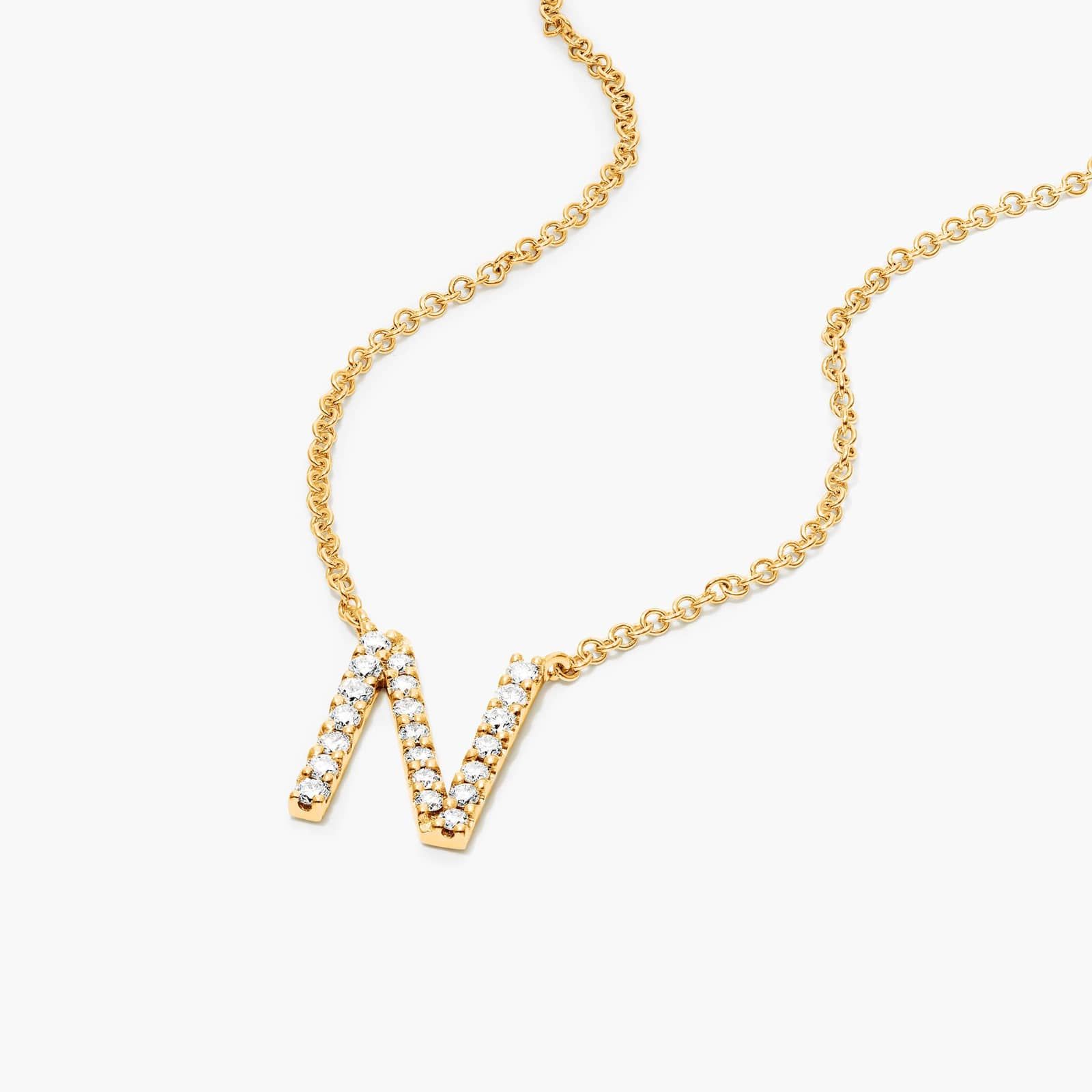 N Initial Lab-Grown Diamond Necklace In 14K Yellow Gold