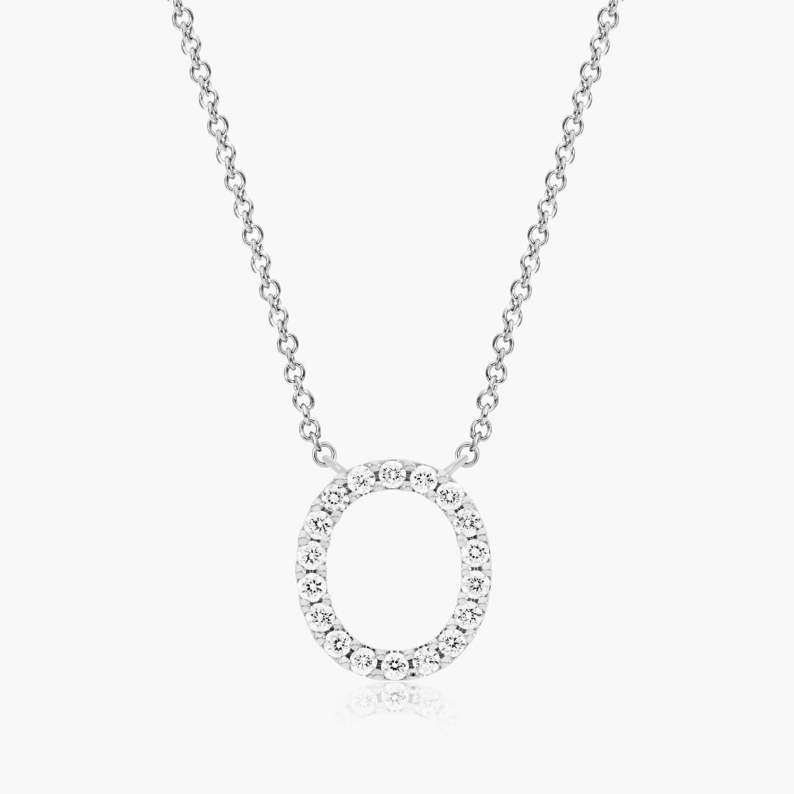 O Initial Lab-Grown Diamond Necklace In 14K White Gold