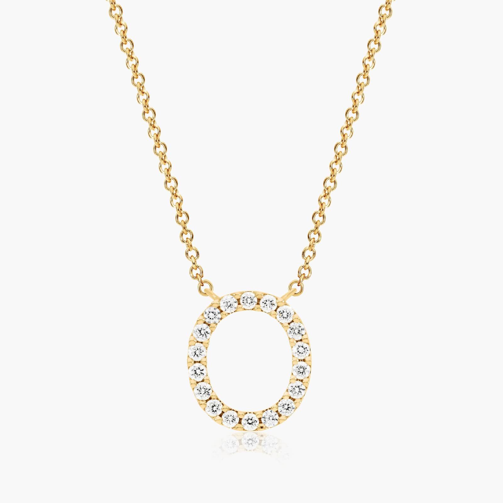 O Initial Lab-Grown Diamond Necklace In 14K Yellow Gold