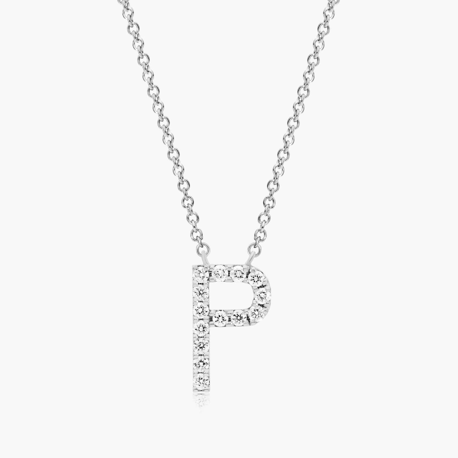 P Initial Lab-Grown Diamond Necklace In 14K White Gold