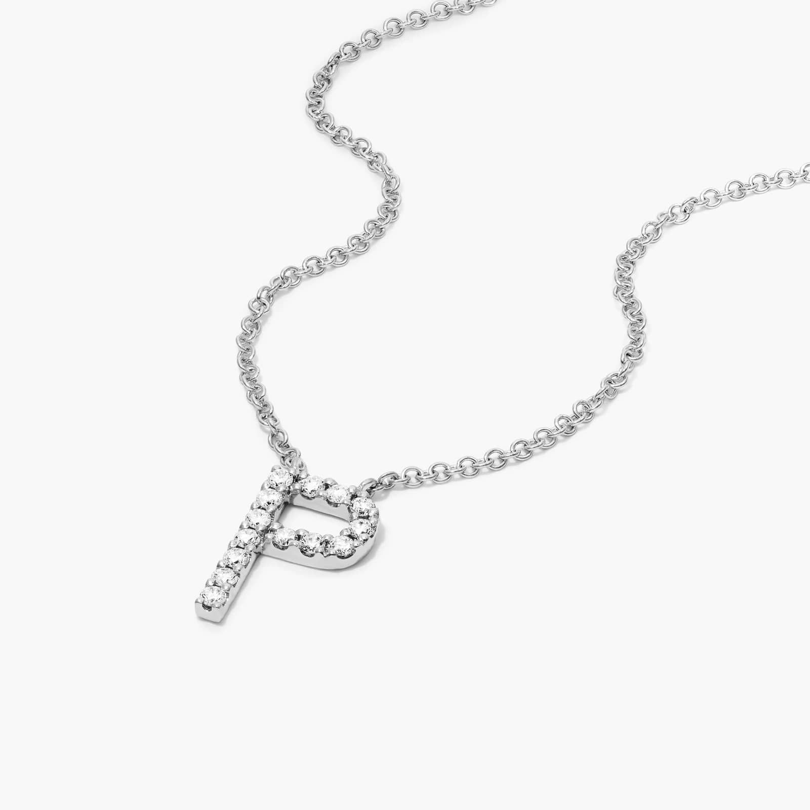 P Initial Lab-Grown Diamond Necklace In 14K White Gold