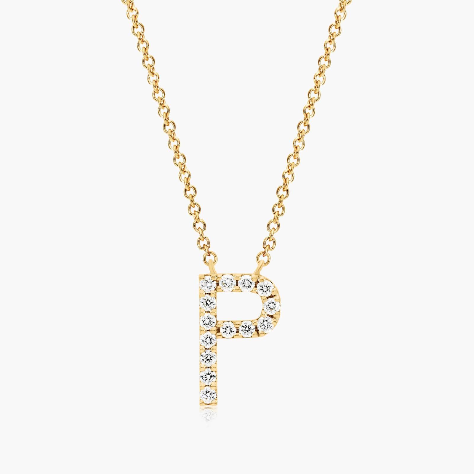 P Initial Lab-Grown Diamond Necklace In 14K Yellow Gold